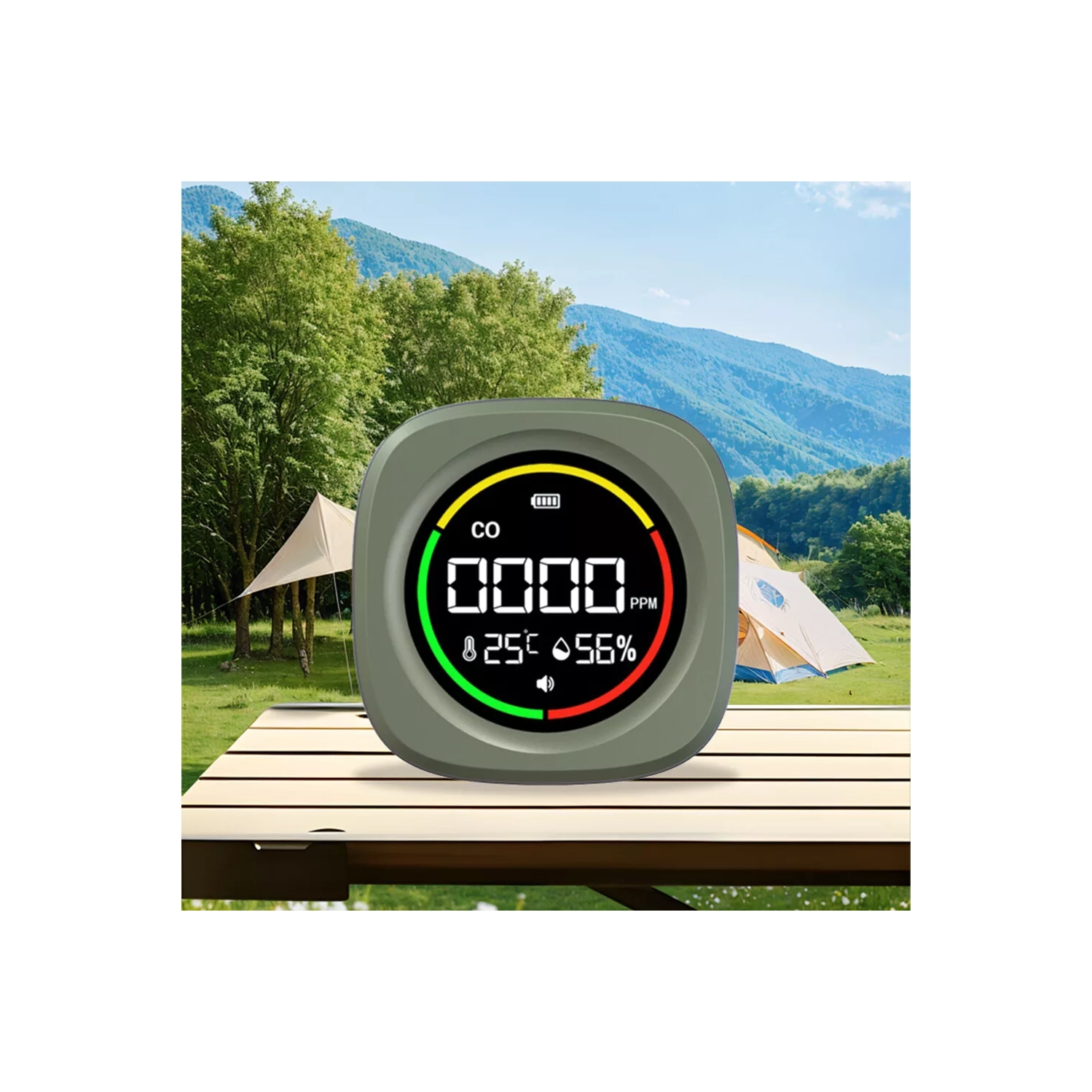 Détecteur de monoxyde de carbone 3-en-1 Moniteur de qualité de l'air de CO Contrôle de température Détecteur d'humidité de CO pour véhicule de