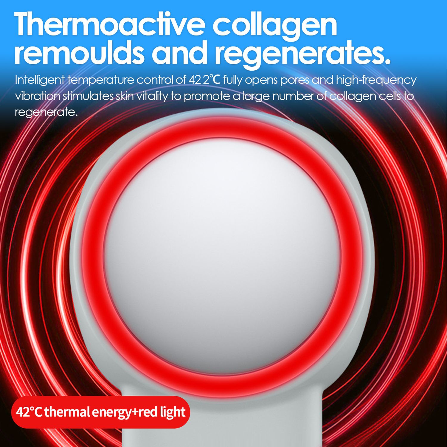 Silicone Facial Cleanser,Red and Blue Light Vibration Facial Cleanser, Hot and Cold Compress Electric Massage Beauty Device