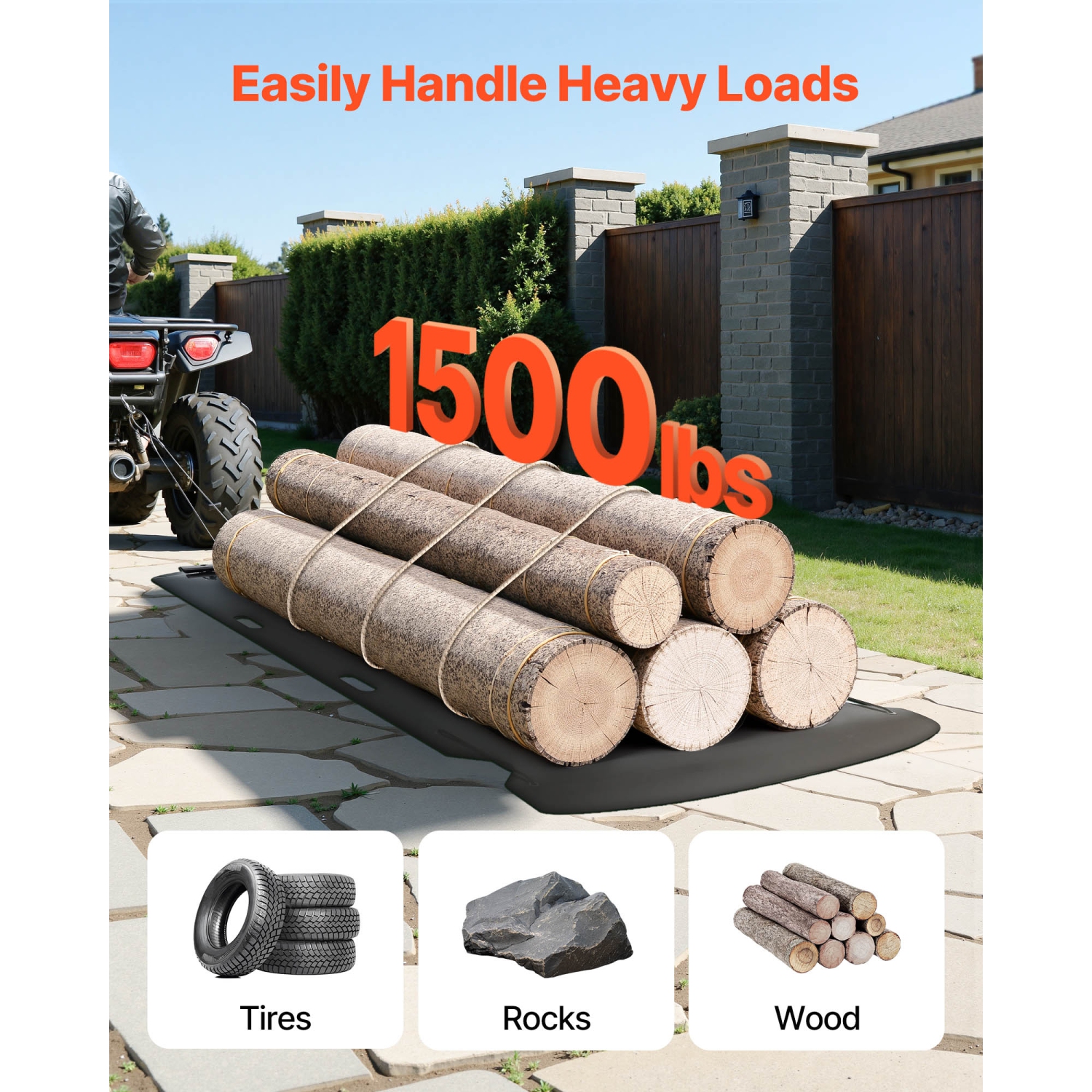 Traîneau de 90 x 46&nbsp;po VEVOR, traîneau utilitaire robuste 1500&nbsp;lb, planeur en PEHD avec cordes et câbles de traction, transpalette de jeu à