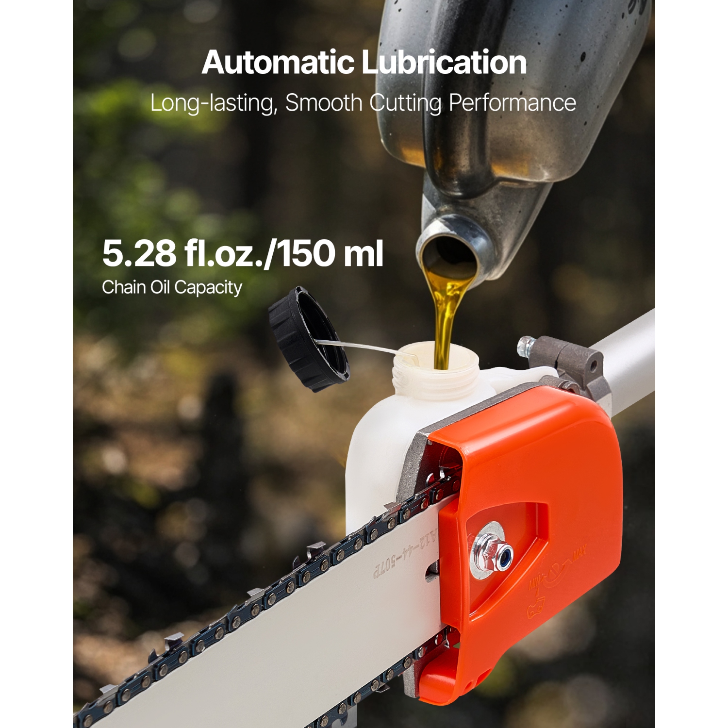 VEVOR 25CC 2 Stroke Gas Pole Saw, Gas Powered Pole Saws with 12 in Cutting Bar, Cordless Tree Trimmer with 23 fl.oz Fuel Tank, 7 to 12 ft Extendable,