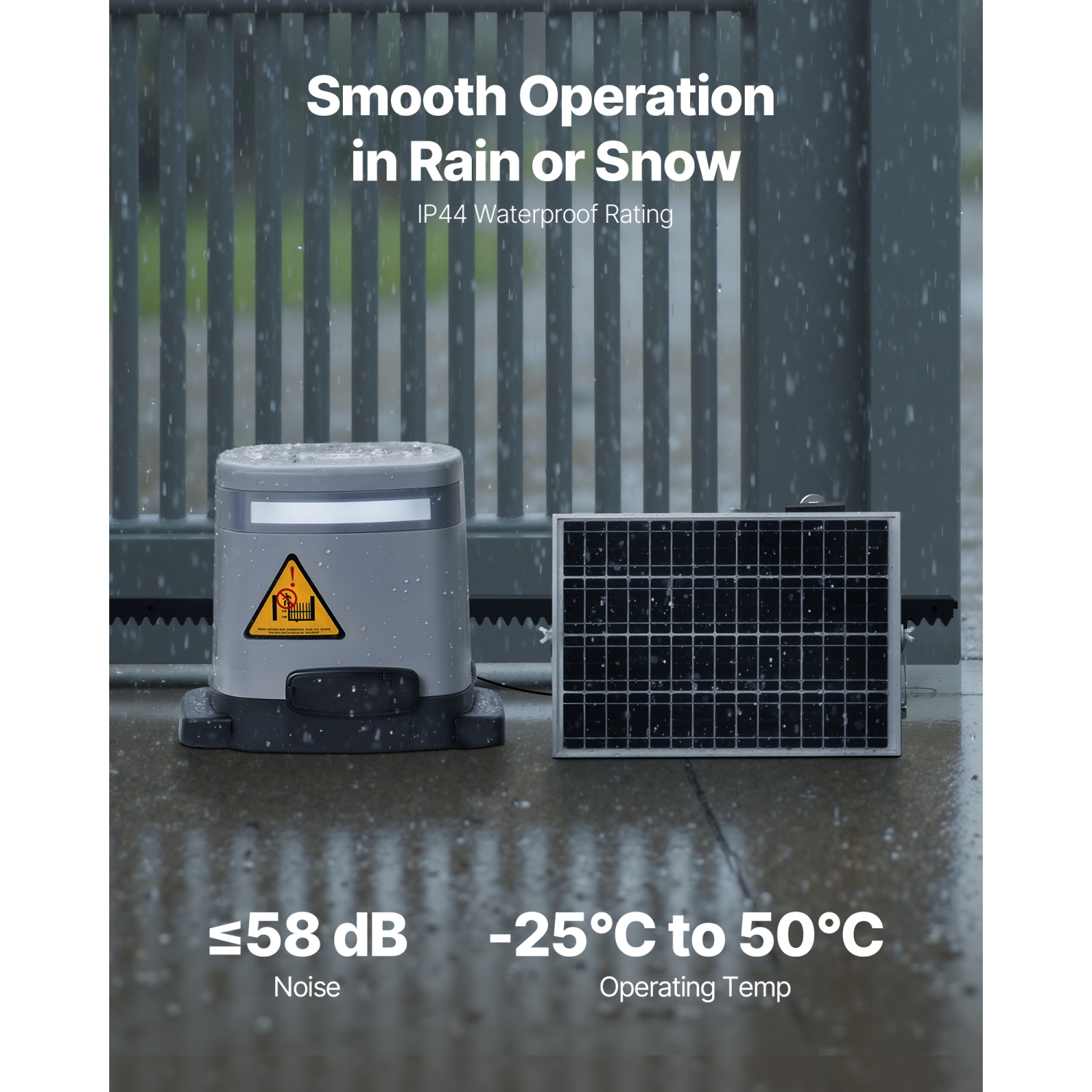 Ouvre-barrière solaire coulissant VEVOR 280&nbsp;W, ouvre-barrière électrique pour portes jusqu'à 65.6&nbsp;pi 1799&nbsp;lb, moteur de porte de
