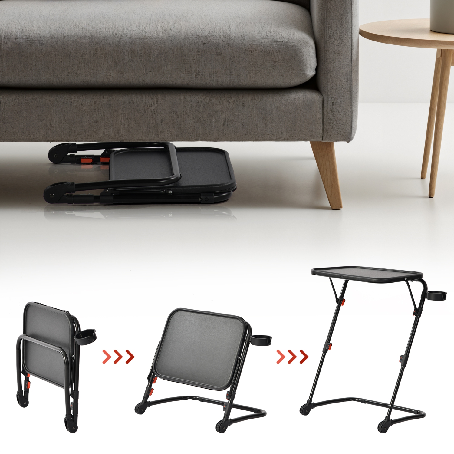 Table d'appoint portative pliable noire de Homy Casa pour la cuisine