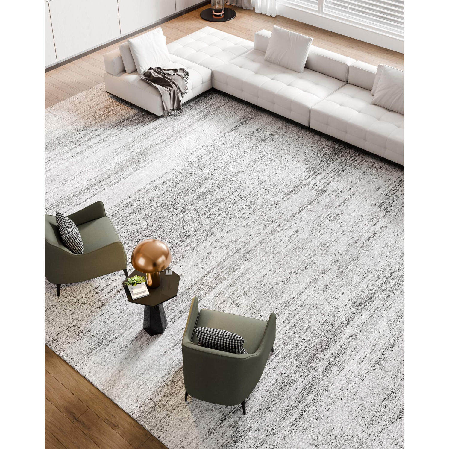 VEVOR 10 x 14 ft Area Rug, Large Washable Rug, Non-Slip and Tear-Resistant Soft Carpet, Pet & Child Friendly Modern Area Rugs, Indoor Mat for