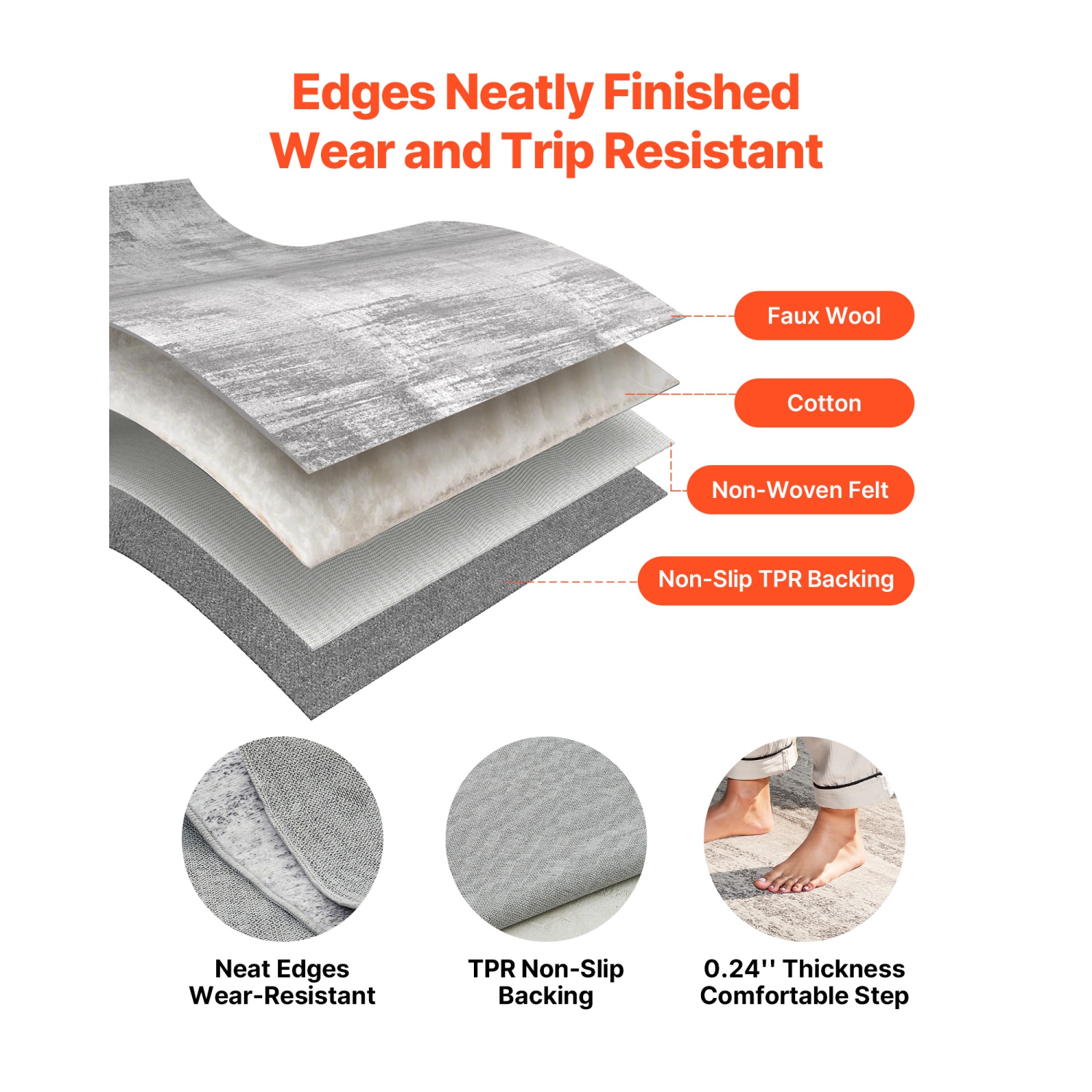 VEVOR 10 x 14 ft Area Rug, Large Washable Rug, Non-Slip and Tear-Resistant Soft Carpet, Pet & Child Friendly Modern Area Rugs, Indoor Mat for