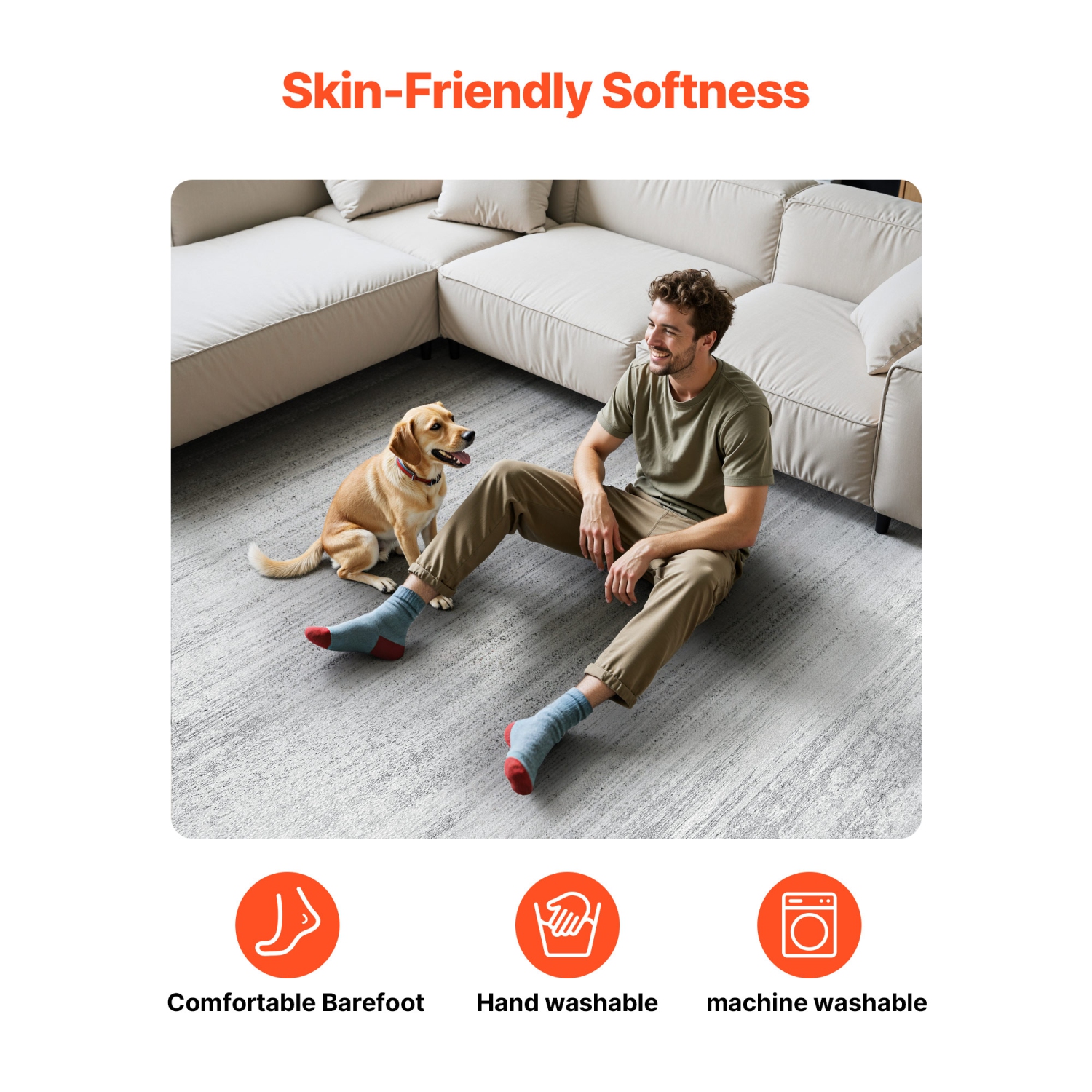 VEVOR 10 x 14 ft Area Rug, Large Washable Rug, Non-Slip and Tear-Resistant Soft Carpet, Pet & Child Friendly Modern Area Rugs, Indoor Mat for