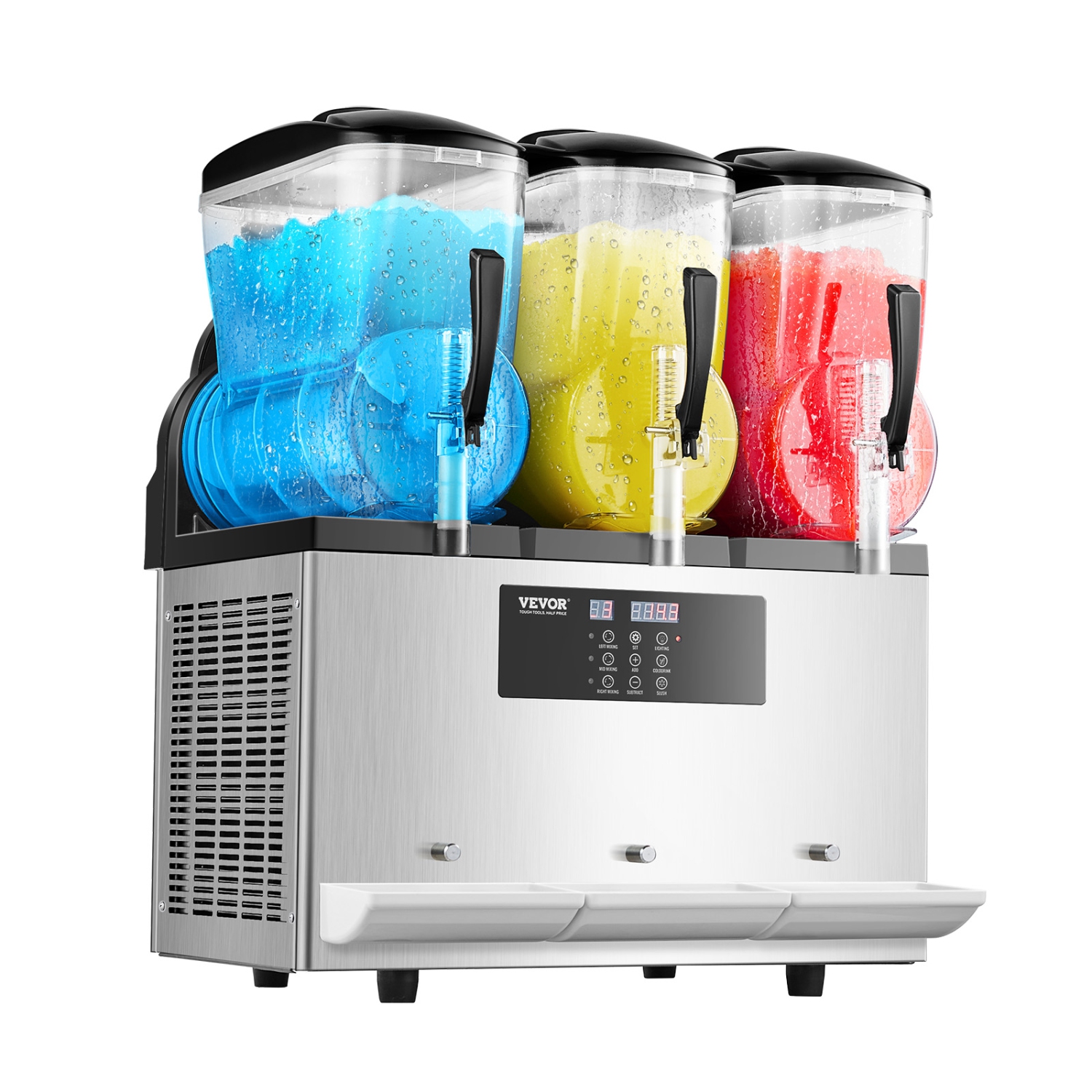 VEVOR 12Lx3 Commercial Slushy Machine,Triple Tank Frozen Drink Machine, 144 Cups Stainless Steel Margarita Smoothie Frozen Drink Maker, Slushie Maker