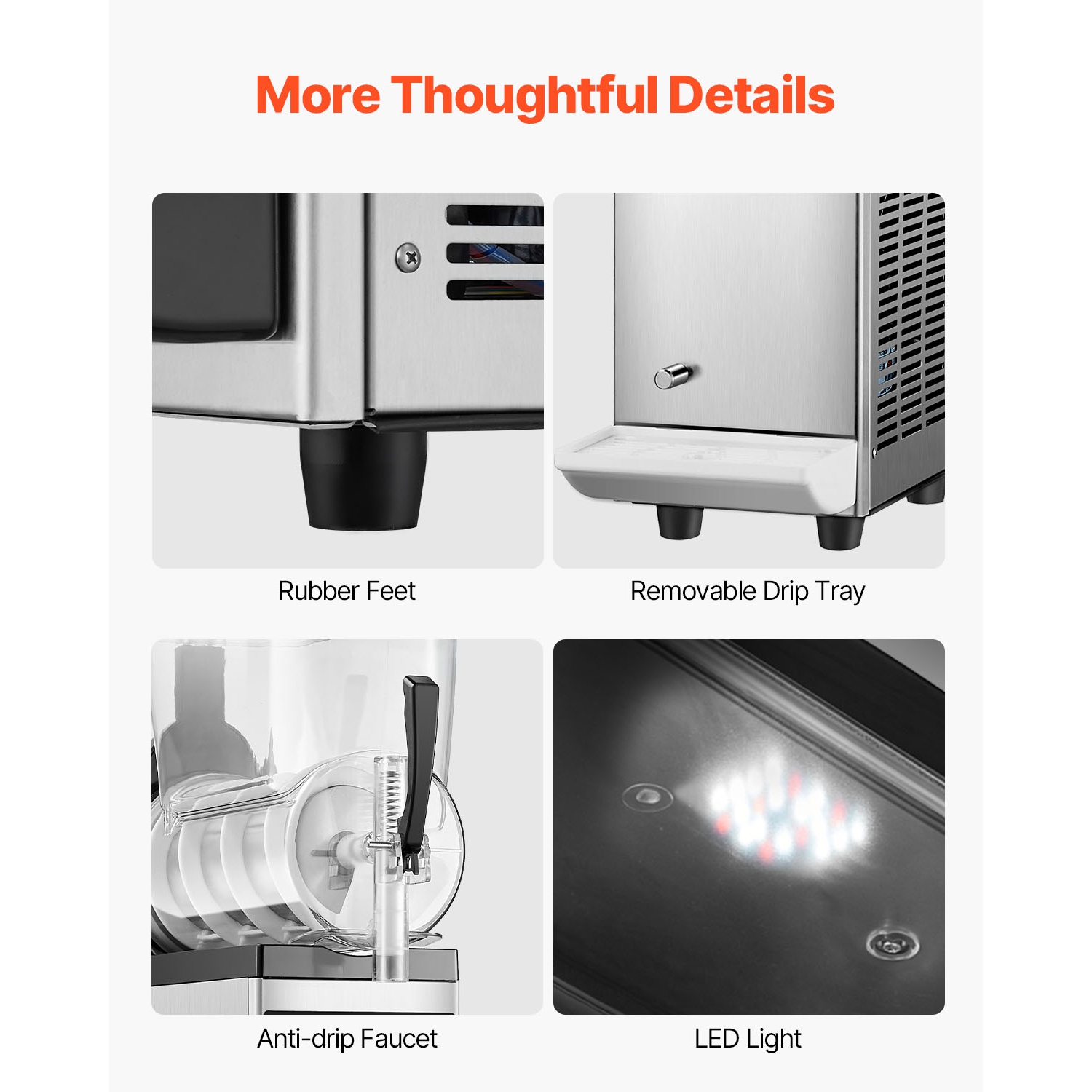 VEVOR 12L Commercial Slushy Machine, Single Tank Frozen Drink Machine, 48 Cups Stainless Steel Margarita Smoothie Frozen Drink Maker, Slushie Maker