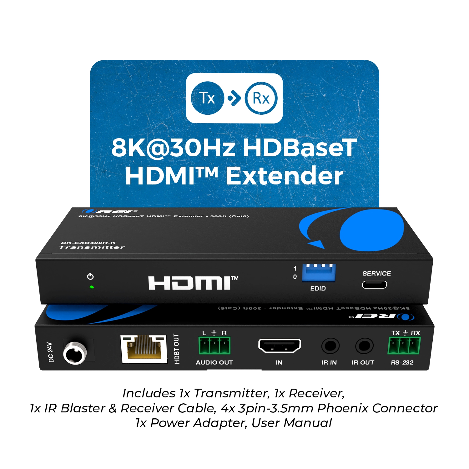 OREI – Prolongateur HDBaseT HDMI™ 8K@30 Hz - 300 pi (BK-EXB400R-K)