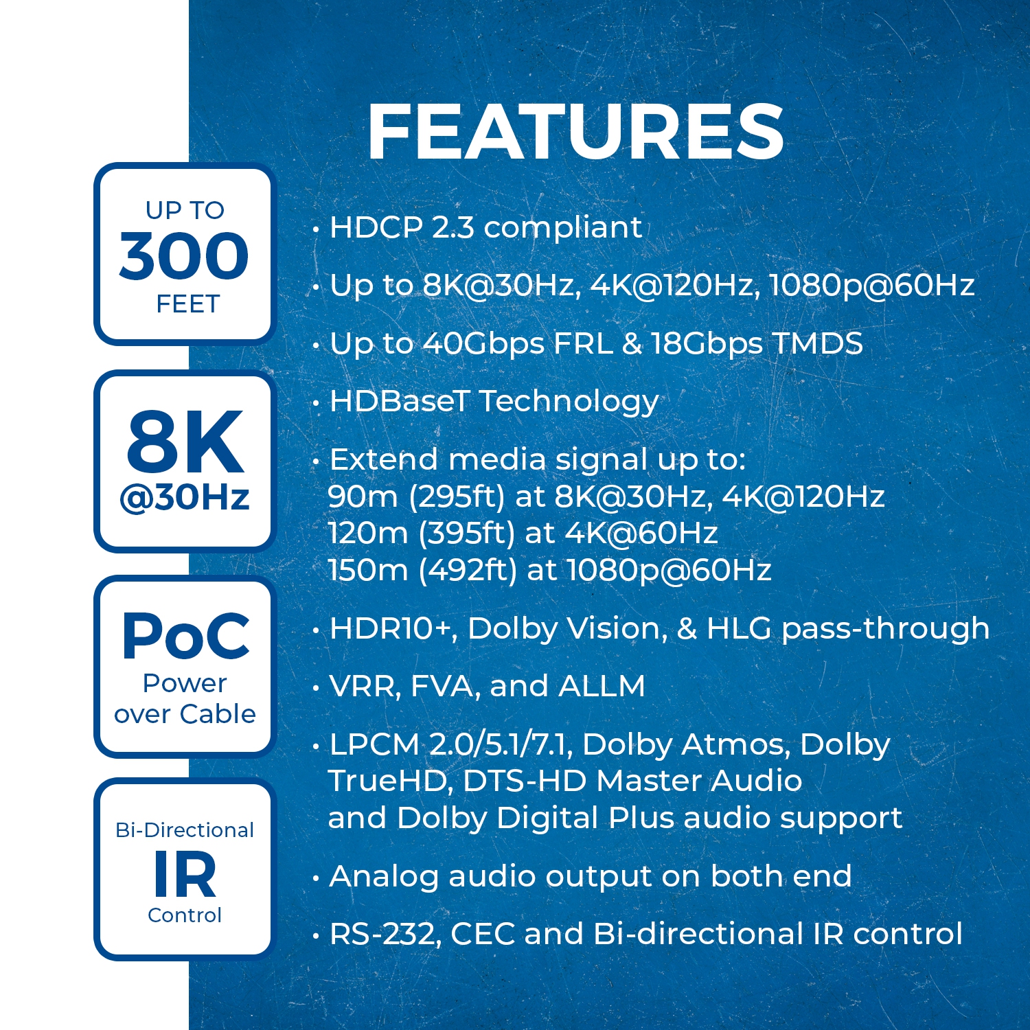 OREI – Prolongateur HDBaseT HDMI™ 8K@30 Hz - 300 pi (BK-EXB400R-K)
