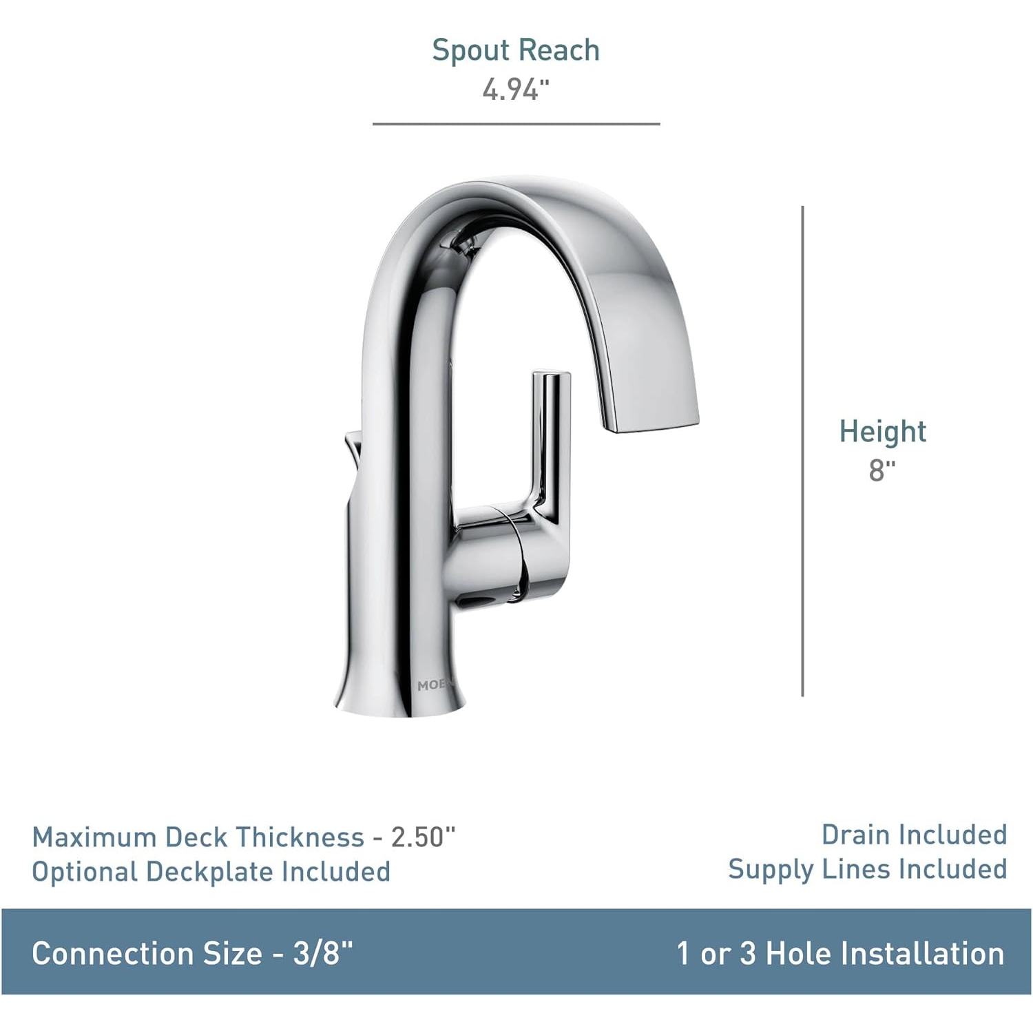 Moen S6910BN Doux One-Handle High Arc Laminar Stream Bathroom Faucet, Brushed Nickel