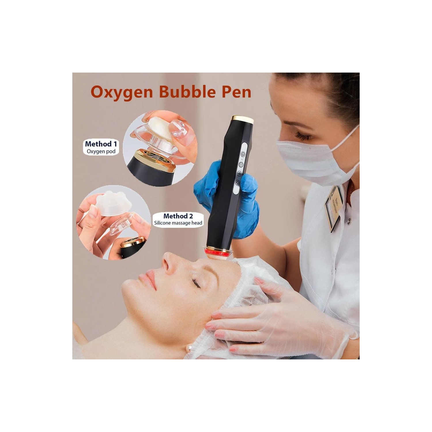 Wireless Beauty Bubble Pen Face & Neck Massager,Oxygen Bubble Pen for Facial Spa,Handheld Skin Care Tool for Deep Facial Cleansing Firming Lifting