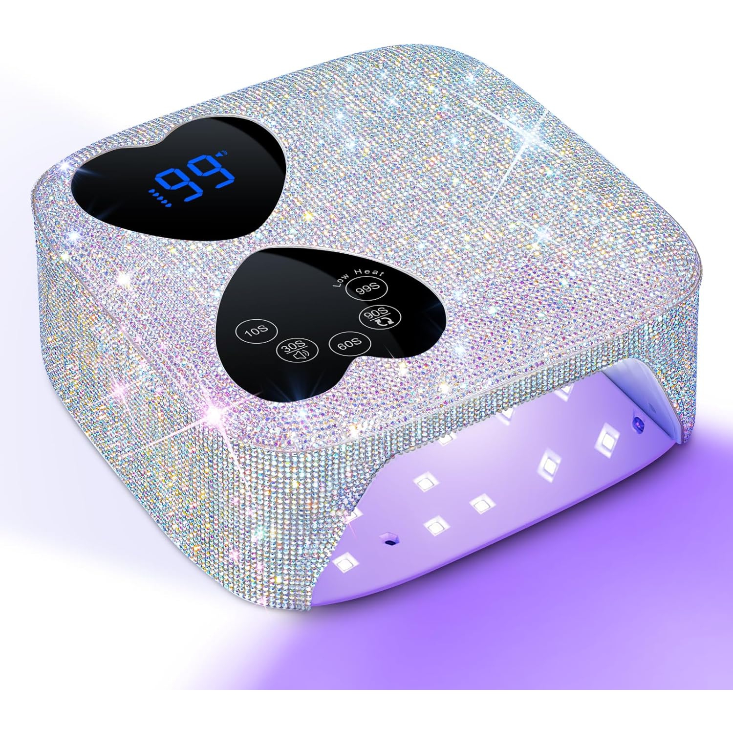 UV LED Nail Lamp Cordless,Rechargeable UV Light for Gel Nails,Professional Gel Light Dryer with 5 Timers,Sparkling Rhinestones Curing Lamp for Salon