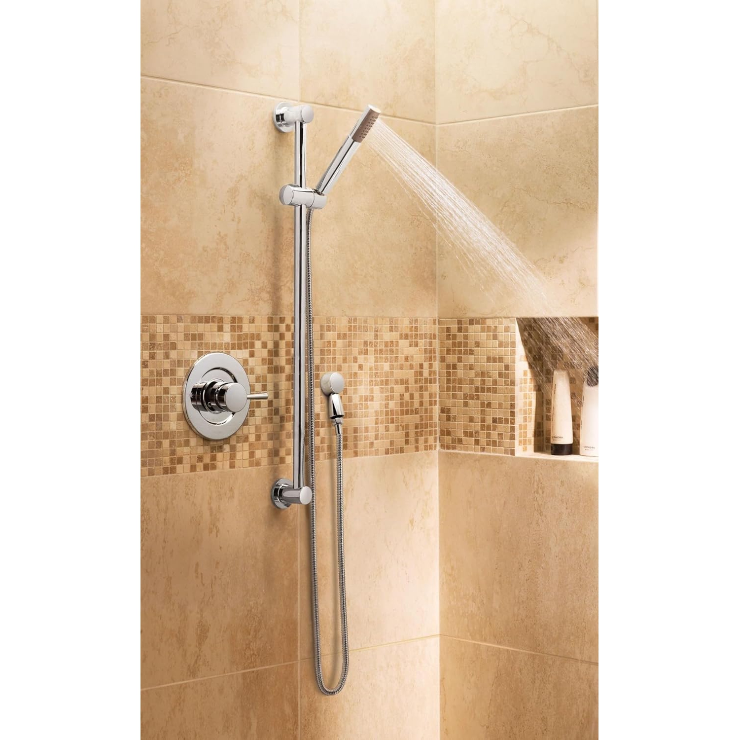 Moen 3887EPBN Modern Eco-Performance Handshower Handheld Shower with 30-Inch Slide Bar and 69-Inch Metal Hose, Brushed Nickel