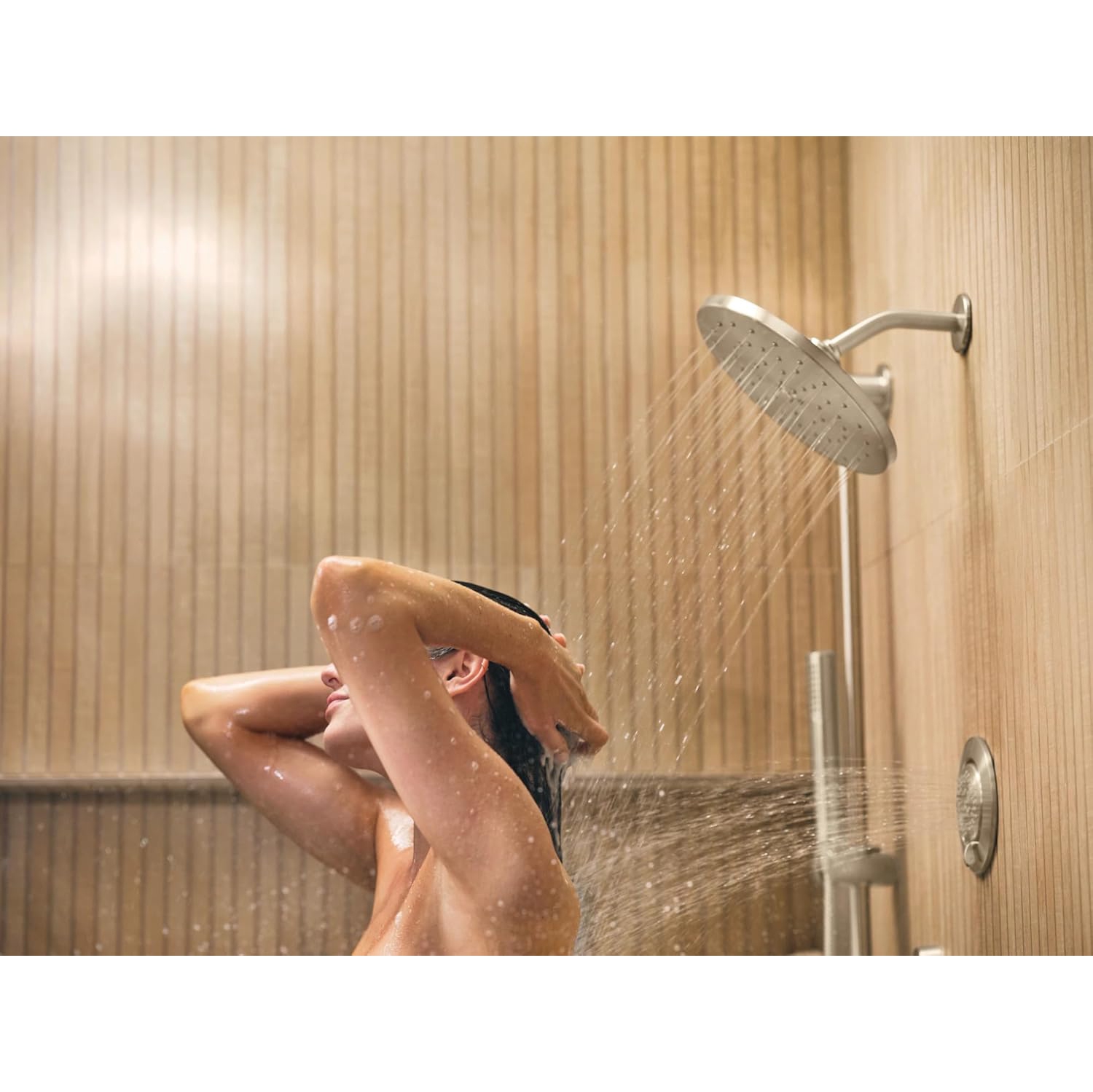 Moen 3887EPBN Modern Eco-Performance Handshower Handheld Shower with 30-Inch Slide Bar and 69-Inch Metal Hose, Brushed Nickel