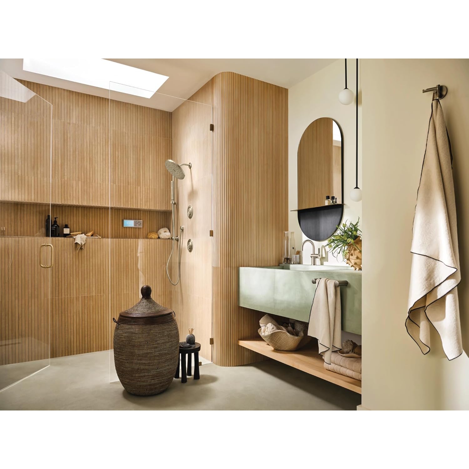 Moen 3887EPBN Modern Eco-Performance Handshower Handheld Shower with 30-Inch Slide Bar and 69-Inch Metal Hose, Brushed Nickel