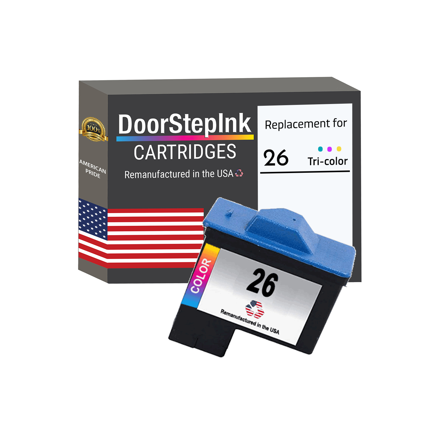 DoorStepInk Remanufactured in the USA Ink Cartridge for Lexmark #26 Color