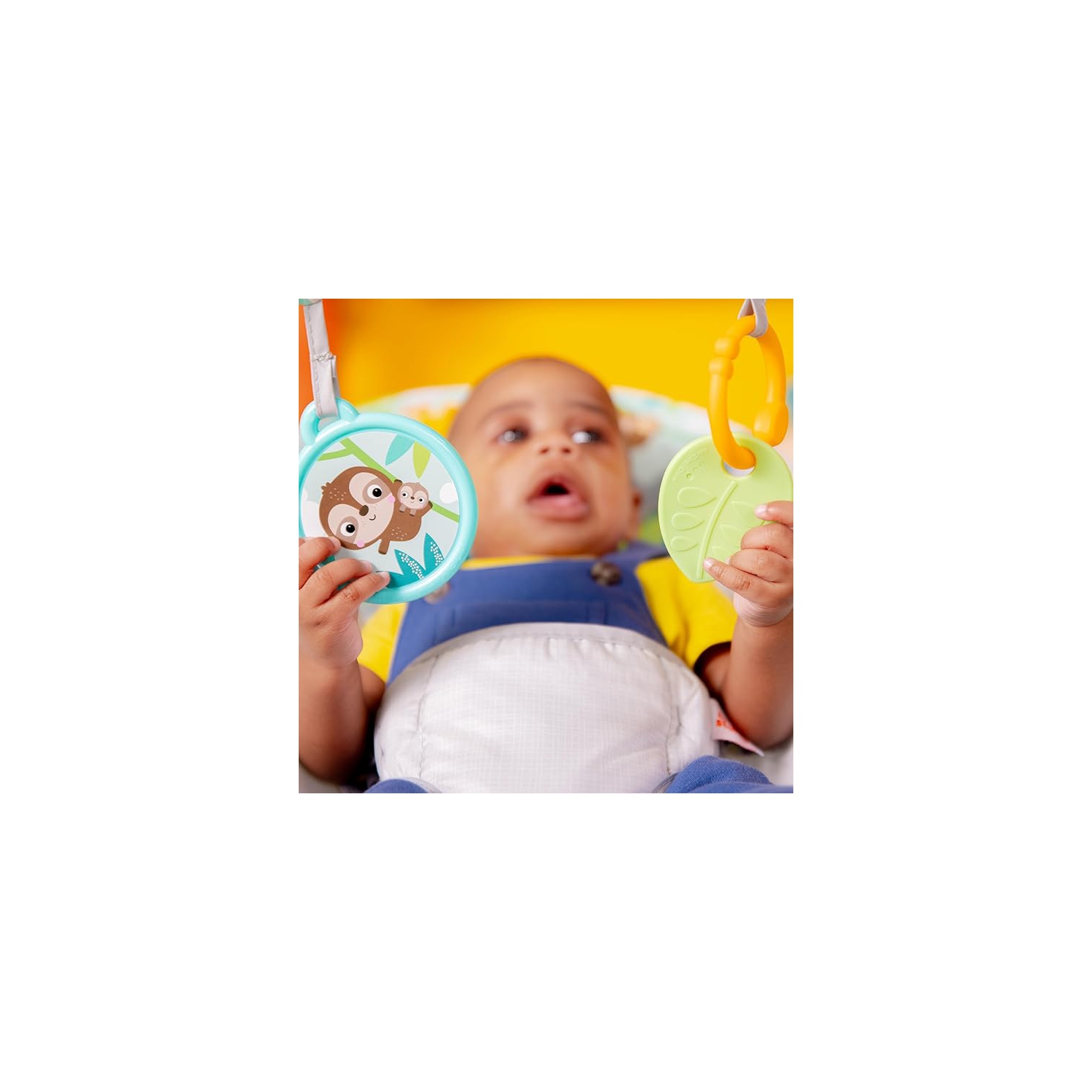 Bright Starts Baby Bouncer Soothing Vibrations Infant Seat - Removable Toy Bar, Nonslip Feet, 0-6 Months Up to 20 lbs