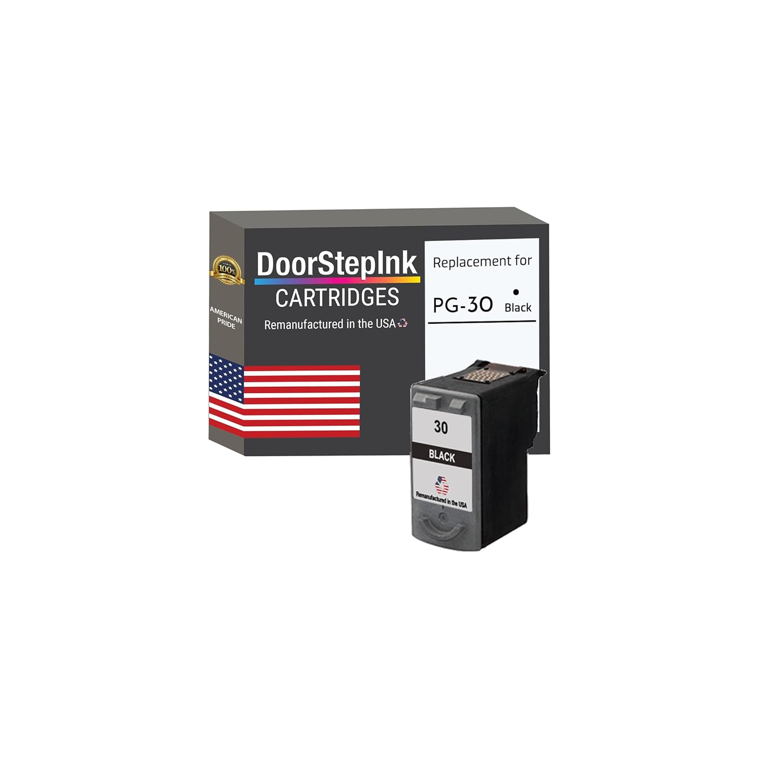 DoorStepInk Brand for Canon PG-30 Black Remanufactured in the USA Ink Cartridge