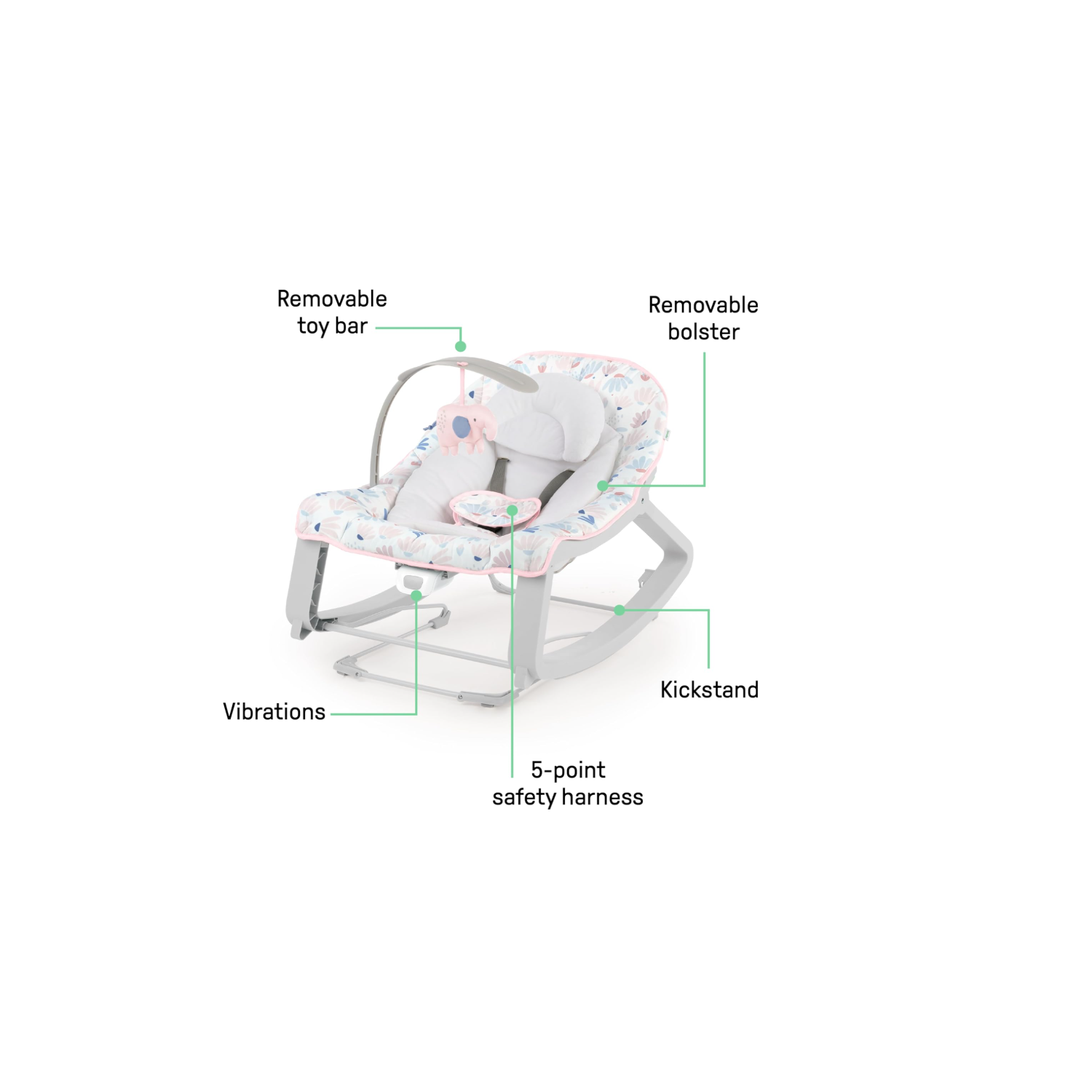 Ingenuity Keep Cozy 3-in-1 Grow with Me Vibrating Baby Bouncer Seat & Infant to Toddler Rocker, Vibrations & Toy Bar, 0-30 Months Up to 40 lbs