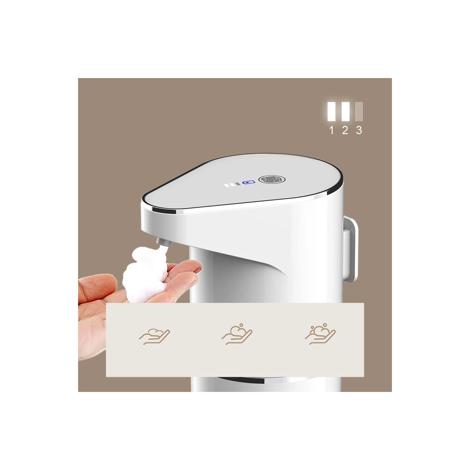 Automatic Induction Foam Hand Sanitizer, Touchless Soap Dispenser USB Rechargeable with Adjustable Foam Levels