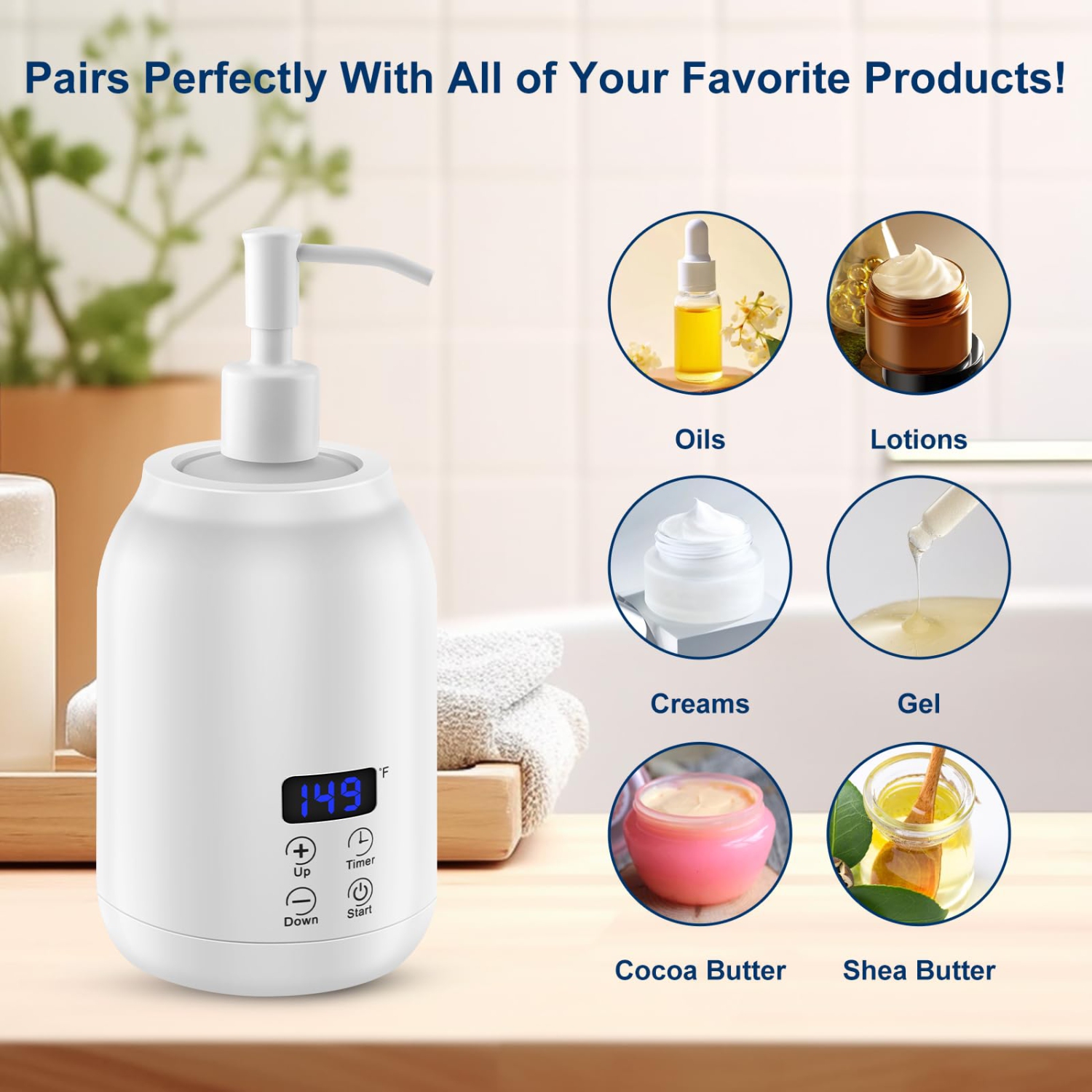 Massage Oil & Body Lotion Warmer Dispenser, Electric Massage Oil Digital Heater with Two Oil Bottles for Gel, Lube, Coconut Oil, Hand Cream