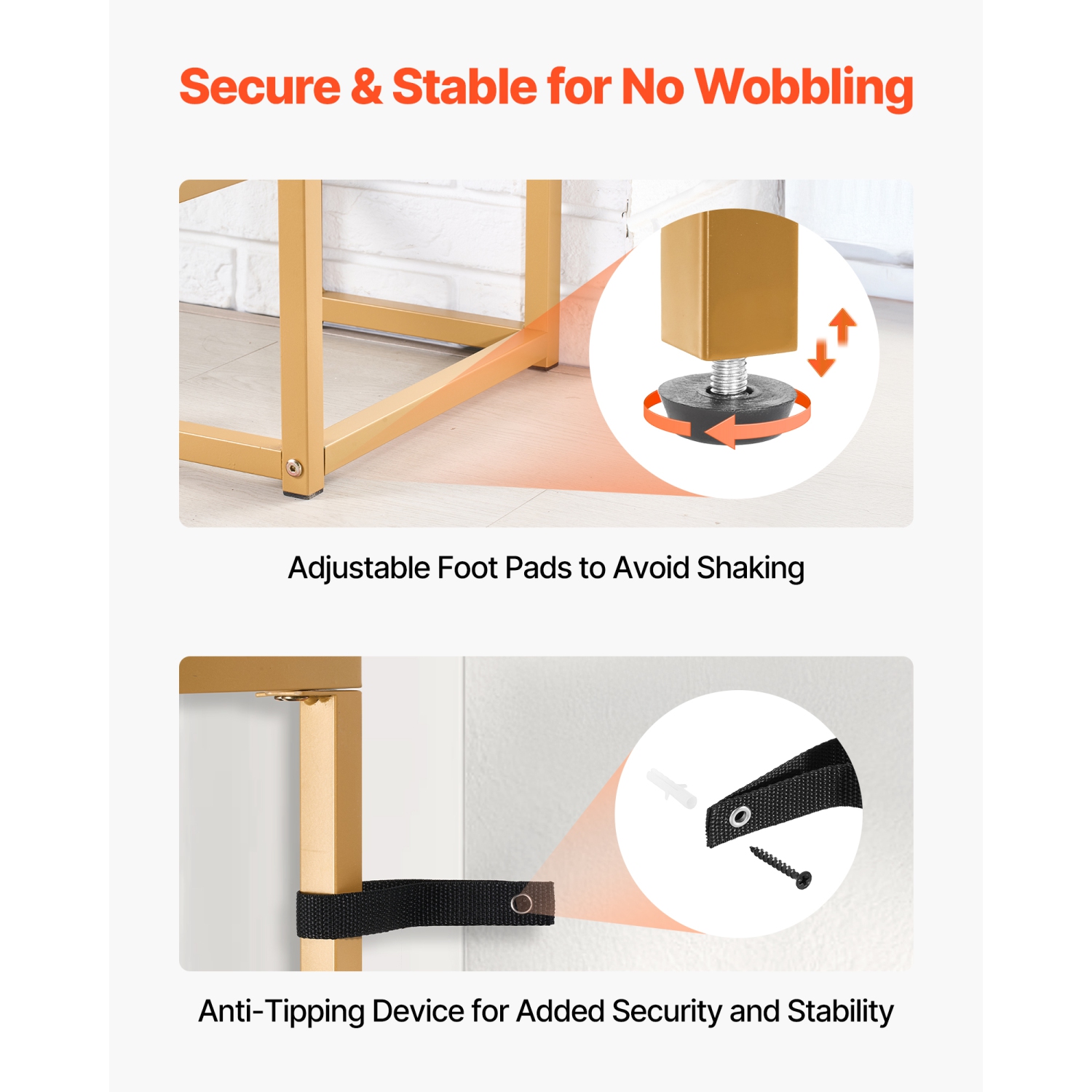 Console en verre à 2 niveaux VEVOR, table d'appoint rectangulaire moderne avec dessus en verre trempé et pattes en fer, bureau en nid d'or avec