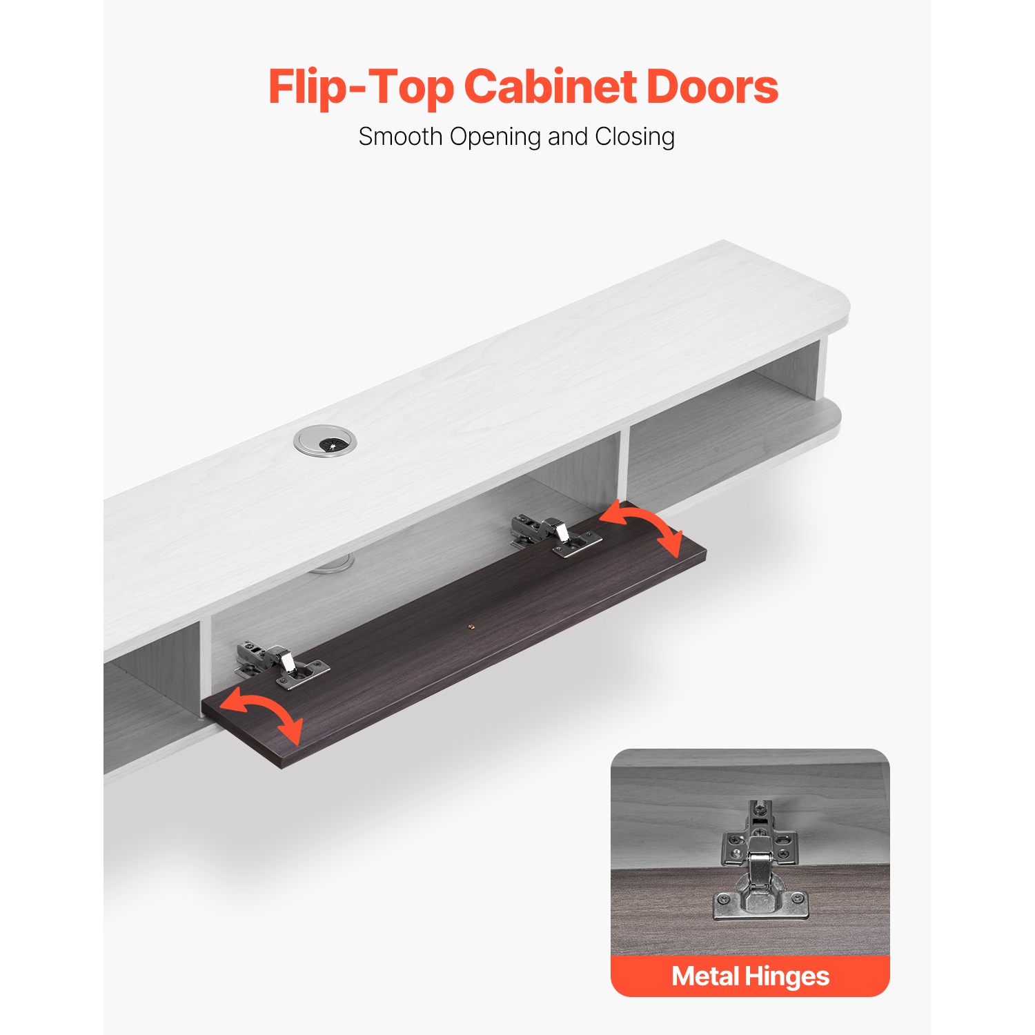 VEVOR 55 in Floating TV Stand, Wall Mount Entertainment Center with Cable Hole, Modern Floating TV Shelf with Storage Cabinet, Particle Board Console