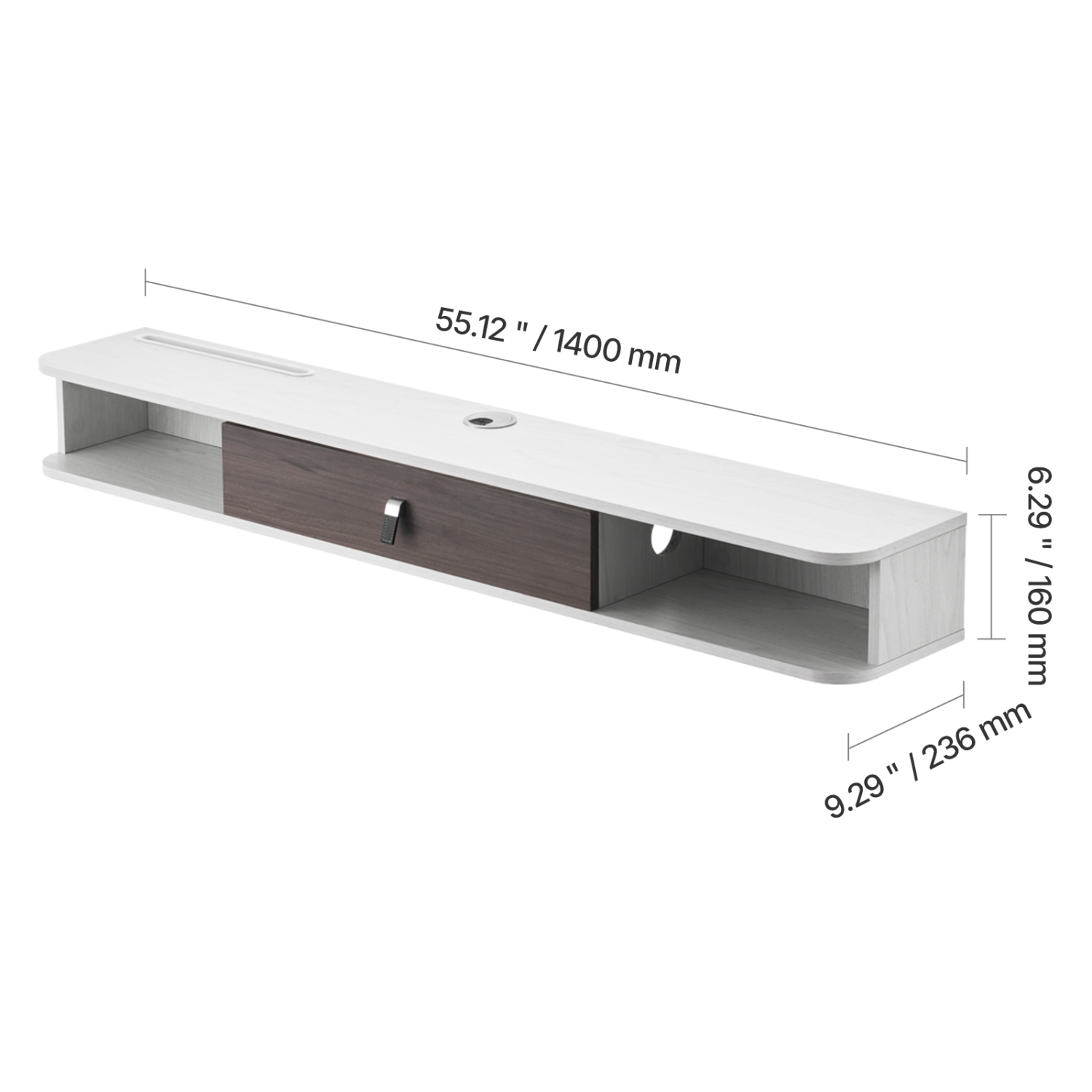 VEVOR 55 in Floating TV Stand, Wall Mount Entertainment Center with Cable Hole, Modern Floating TV Shelf with Storage Cabinet, Particle Board Console