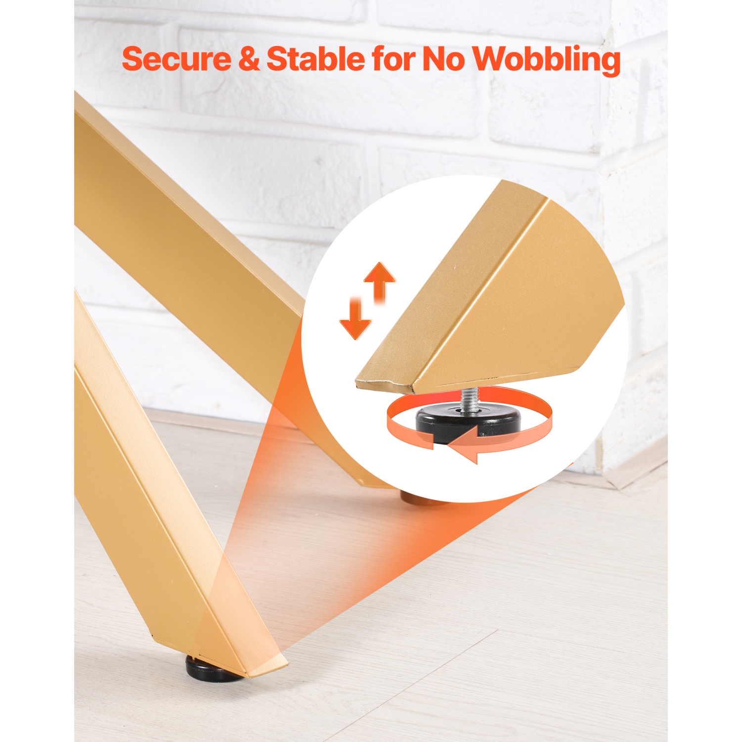 VEVOR Glass Coffee Table, Modern Rectangle Sofa Side Table with Tempered Glass Top & Iron Cross-Legs, Golden Geometric Consloe Desk with Adjustable