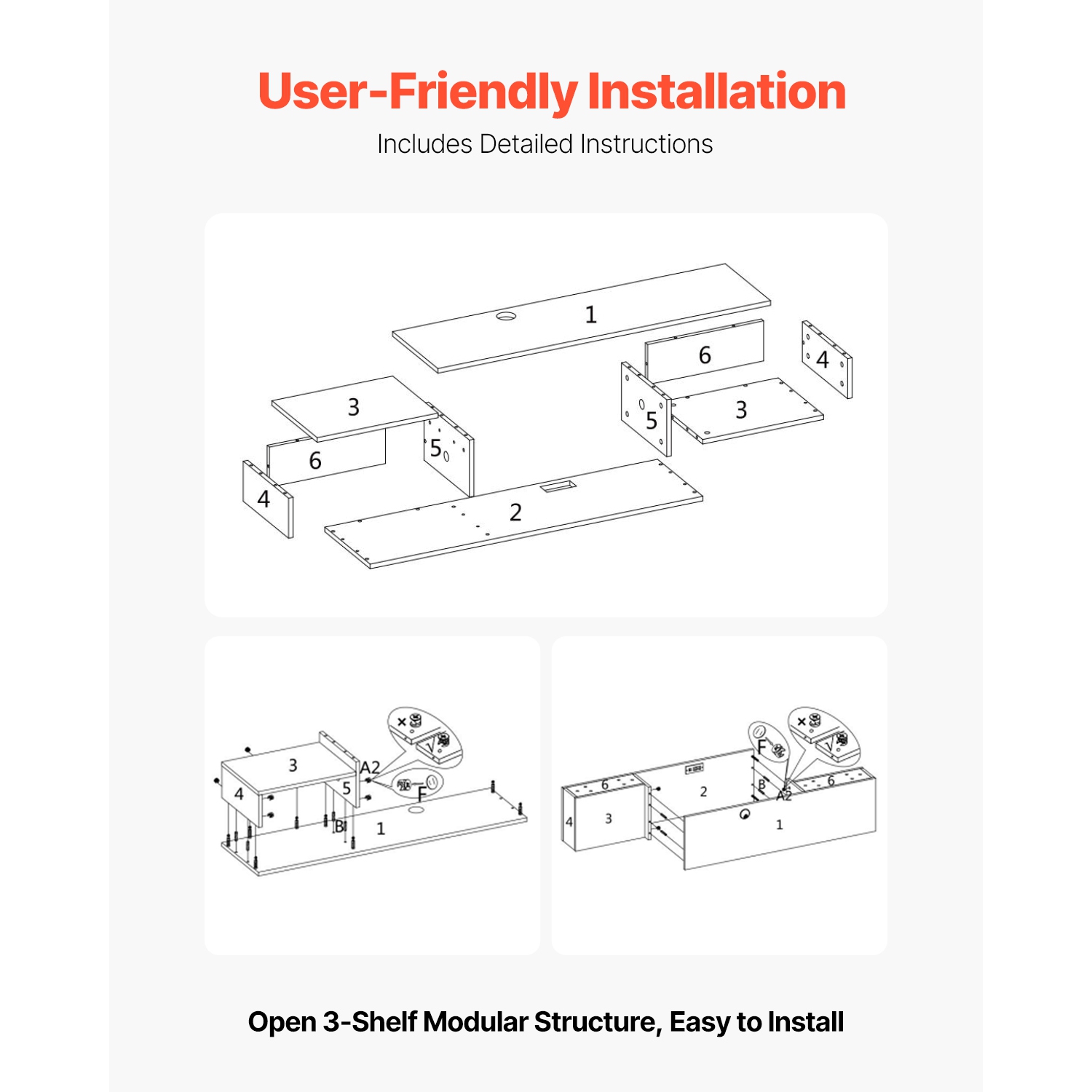 VEVOR 59" Floating TV Stand, Wall Mount Entertainment Center with Power Outlet & Cable Hole, Modern Floating TV Shelf with Storage Cabinet for DVD