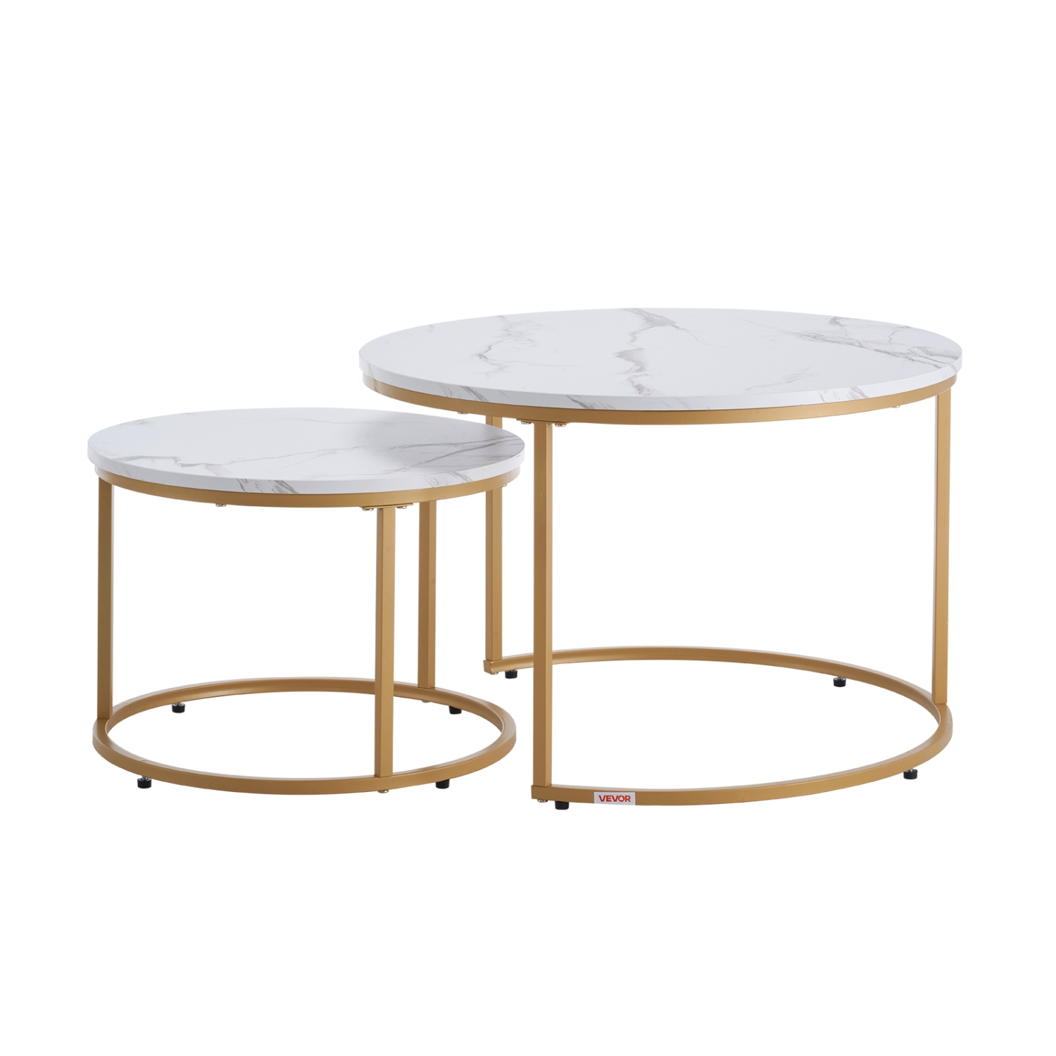 Ensemble de 2 tables basses gigognes VEVOR, table basse ronde de 27,6&nbsp;po, tables gigognes pour petite place, tables d'appoint Vintage avec cadre