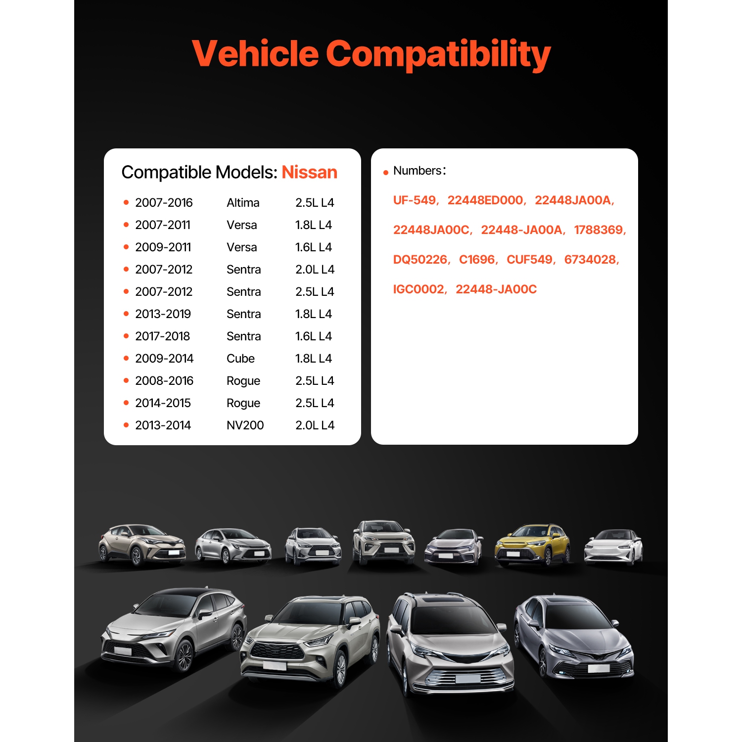 Ensemble de bobines d'allumage et bougies VEVOR 4 Set, compatible avec Nissan Altima Versa Sentra Cube Rogue NV200 2,5&nbsp;L 1,6&nbsp;L 2,0&nbsp;L