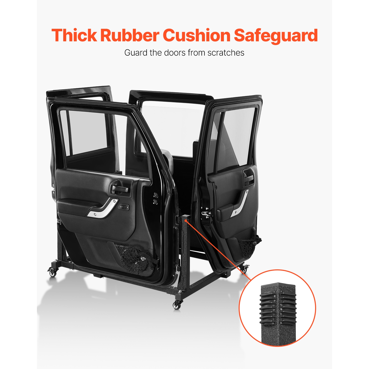 VEVOR 4 Doors Jeep Door Storage Cart, Moveable Storage Cart Rack with Thickened Rubber Cushion,Sturdy Car Door Holder Cart Fit for Jeep Wrangler JK