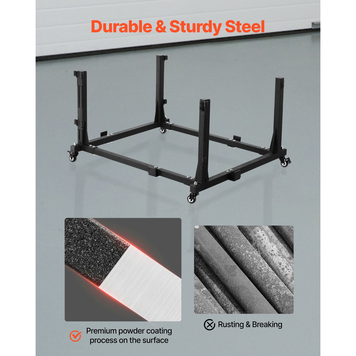 VEVOR 4 Doors Jeep Door Storage Cart, Moveable Storage Cart Rack with Thickened Rubber Cushion,Sturdy Car Door Holder Cart Fit for Jeep Wrangler JK