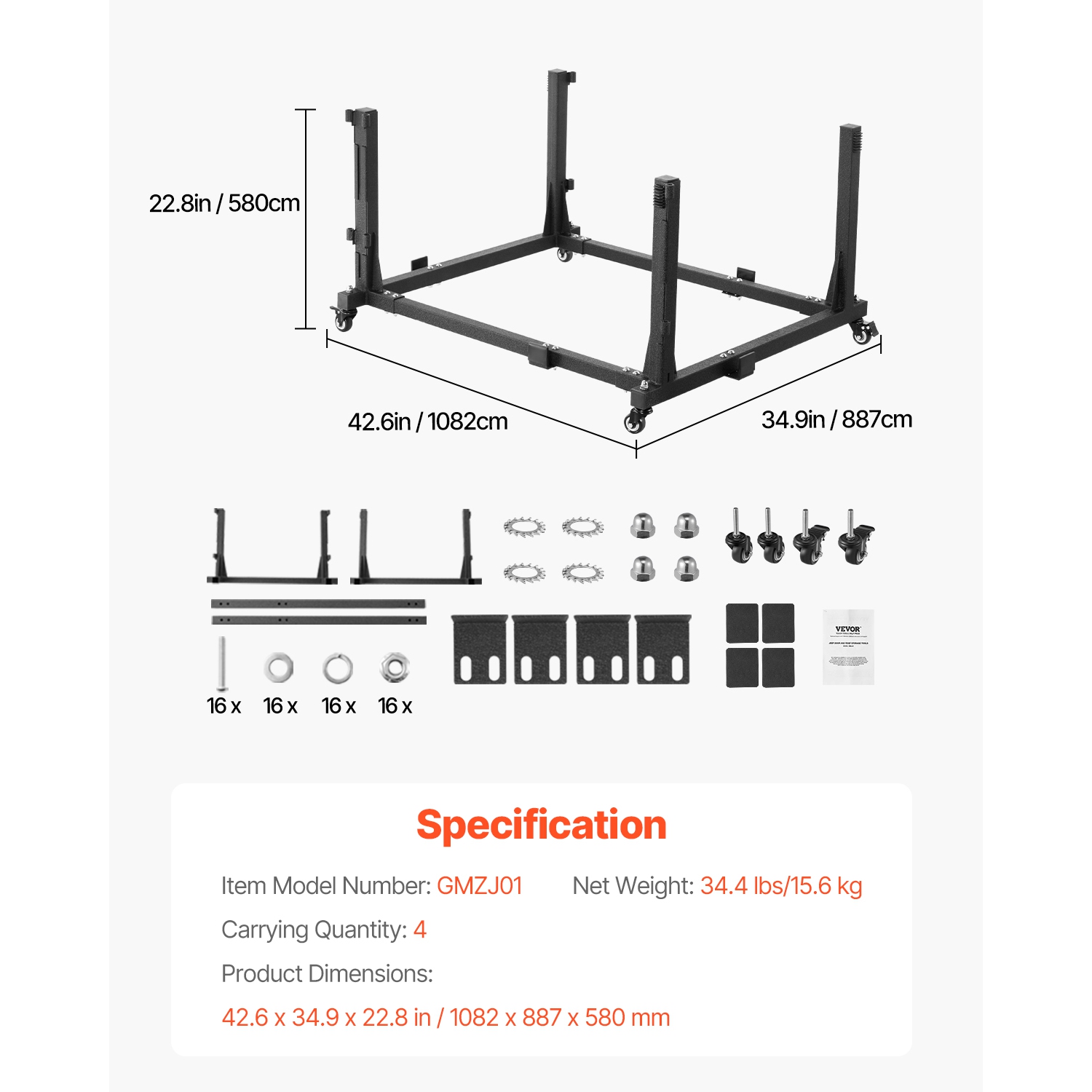 VEVOR 4 Doors Jeep Door Storage Cart, Moveable Storage Cart Rack with Thickened Rubber Cushion,Sturdy Car Door Holder Cart Fit for Jeep Wrangler JK