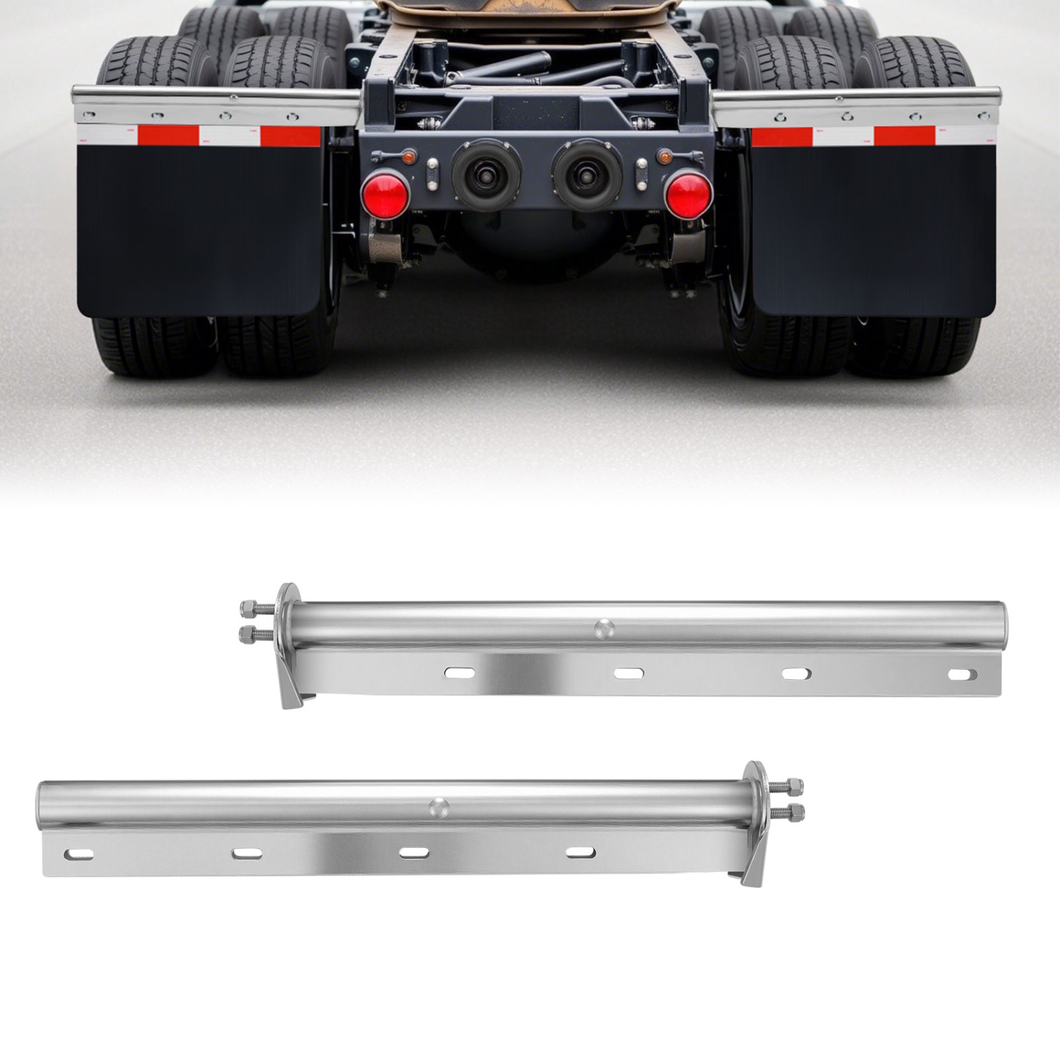 VEVOR 1-1/8" Chrome Straight Spring Loaded Mud Flap Hangers, Bolt Spacing Mudflap Hangers for Semi Trucks, 1 Pair Heavy Duty Semi Truck Mud Flap