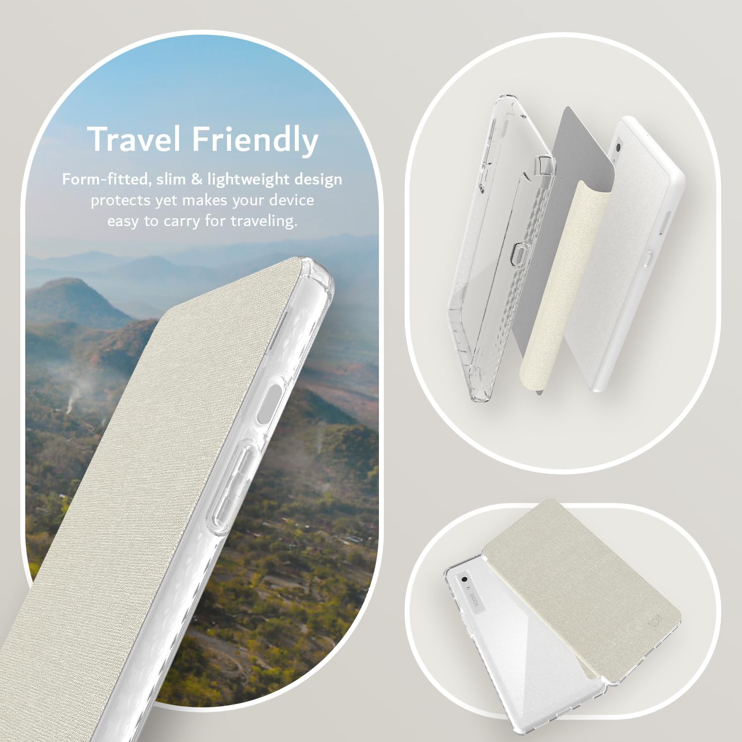 TUDIA SKN FLIP for Onyx Boox Palma 2 Case - Clear Beige