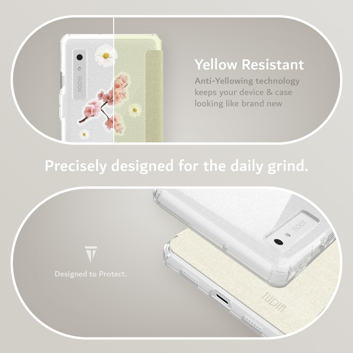 TUDIA SKN FLIP for Onyx Boox Palma 2 Case - Clear Beige