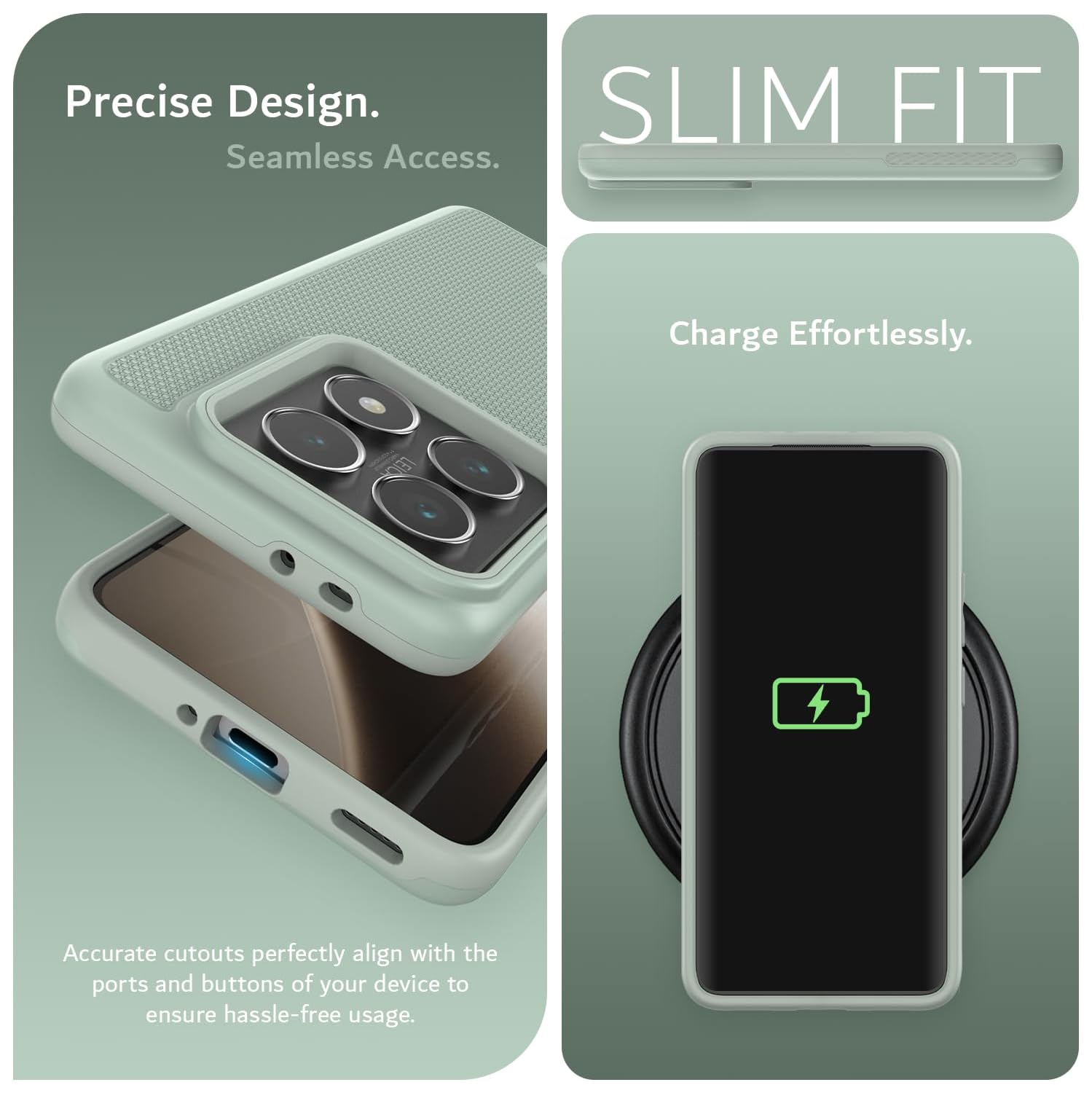 TUDIA MergeGrip for Xiaomi 14T Pro 5G Case 2024 Magsafe Compatible - Green Lily