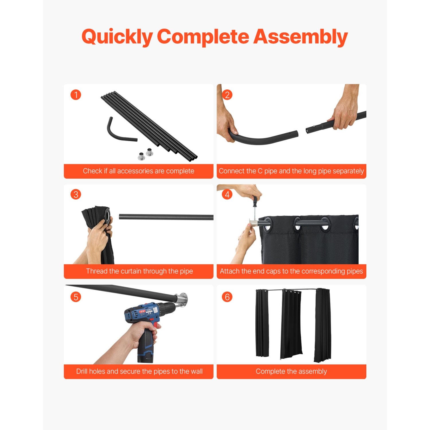 VEVOR 79 x 39 x 79&nbsp;po Cabine d'essayage, Cabine à langer portative avec rideaux épais en polyester, Chambres doubles avec rideaux de séparation,