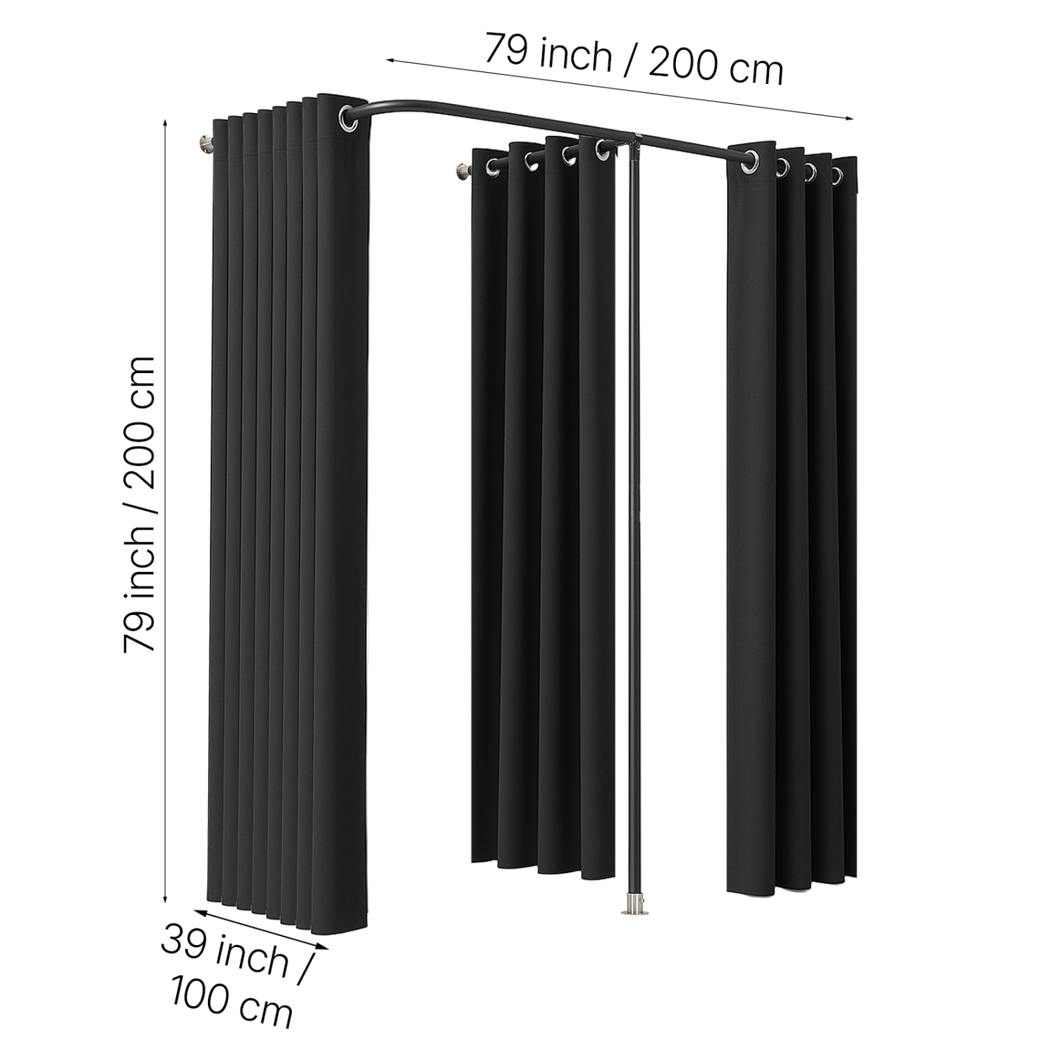 VEVOR 79 x 39 x 79&nbsp;po Cabine d'essayage, Cabine à langer portative avec rideaux épais en polyester, Chambres doubles avec rideaux de séparation,