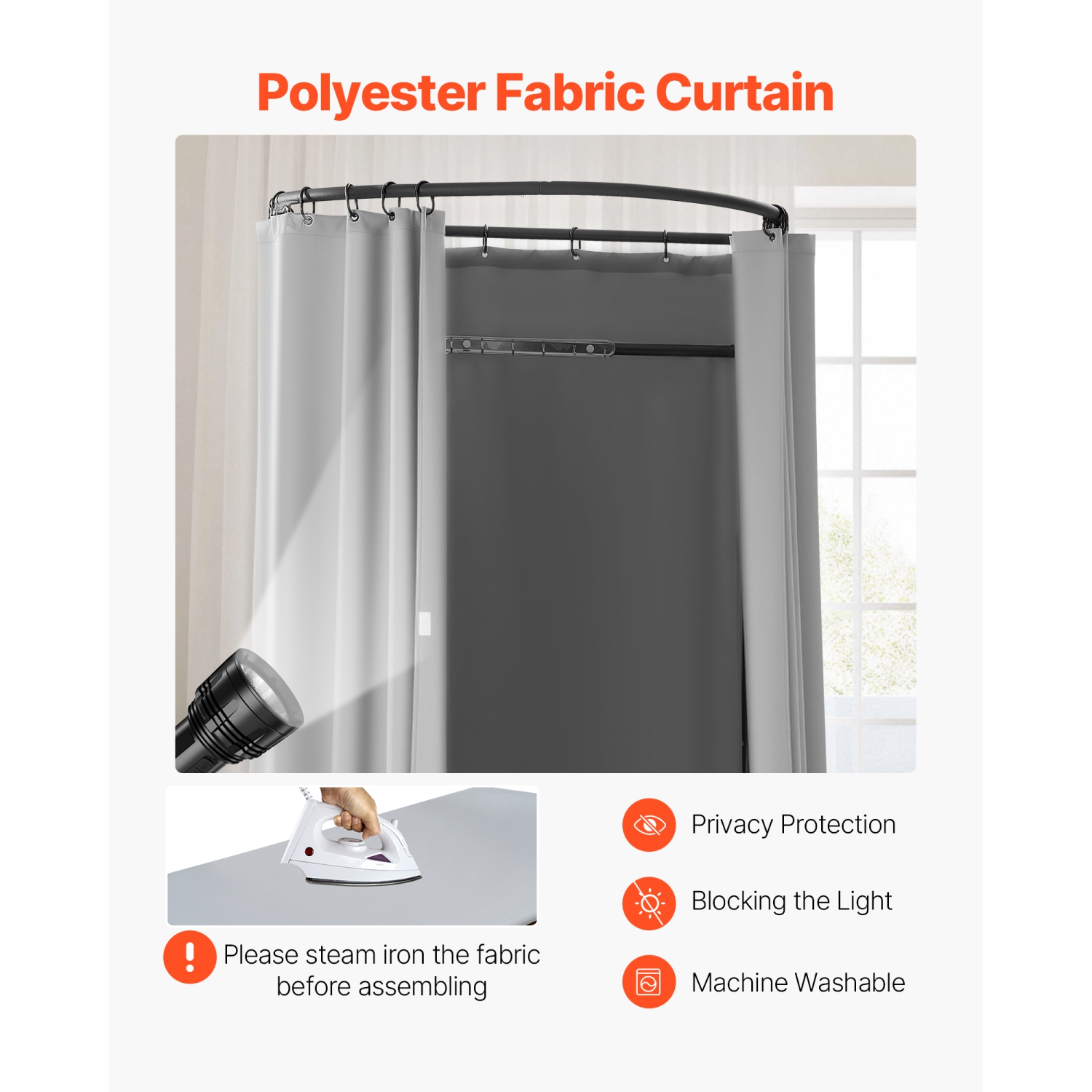 VEVOR 39 x 37 x 79&nbsp;po Cabine d'essayage, vestiaire avec rideaux épais en polyester, espace d'intimité avec rideau d'ombrage et crochet, pour