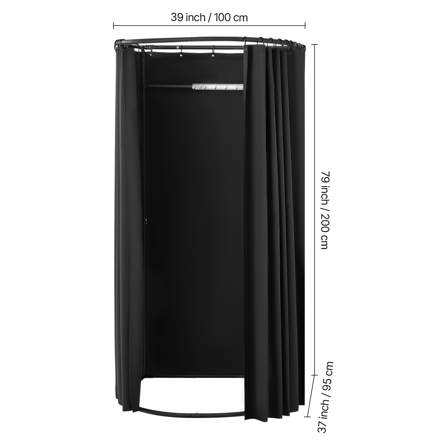 VEVOR 39 x 37 x 79 in Fitting Room, Portable Dressing Room with Thick Polyester Curtains, Privacy Space with Shading Curtain and a Hook, for