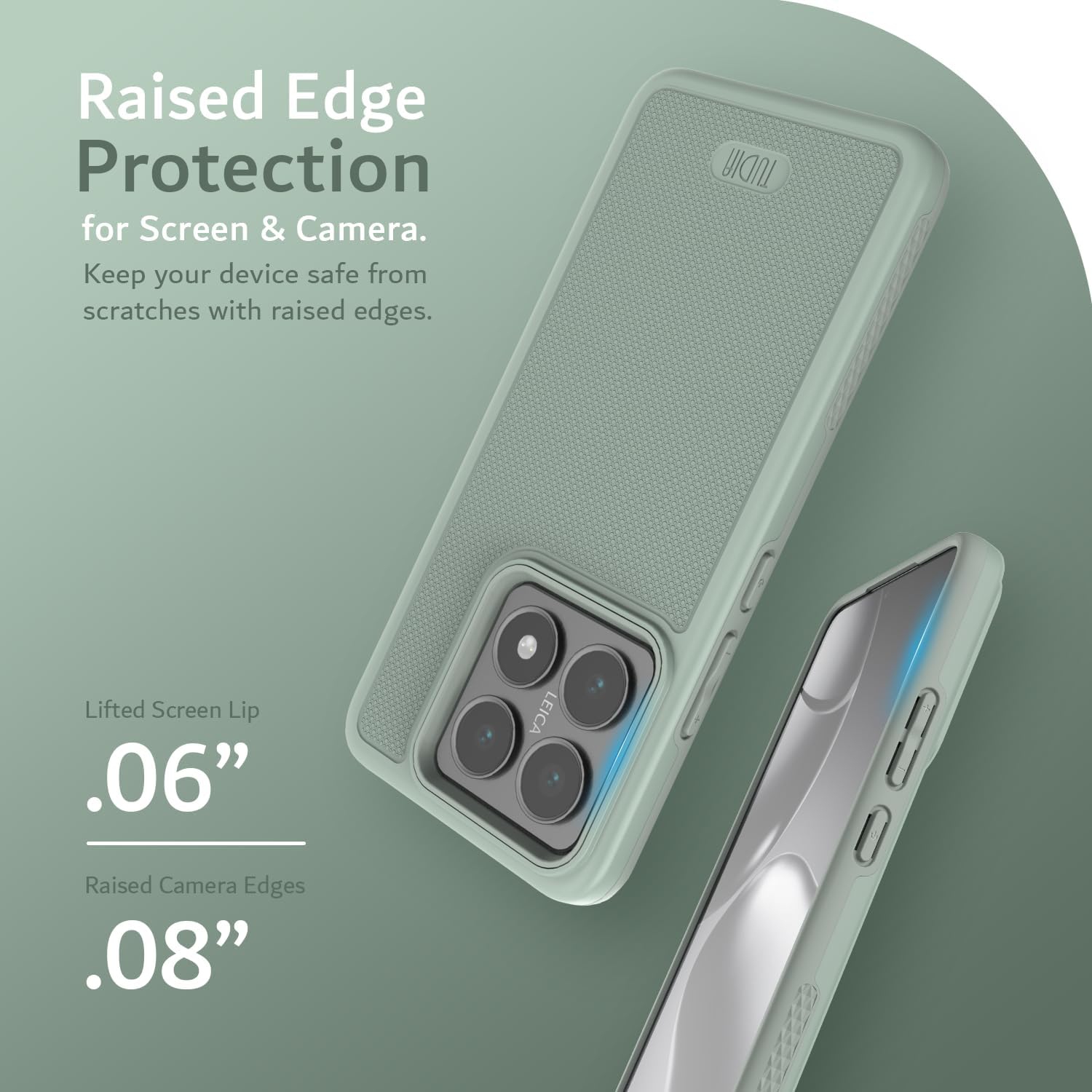 TUDIA MergeGrip for Xiaomi 14T 5G Case 2024 Military Grade Cover - Green Lily