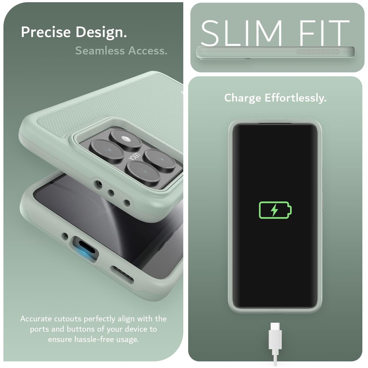 TUDIA MergeGrip for Xiaomi 14T 5G Case 2024 Military Grade Cover - Green Lily