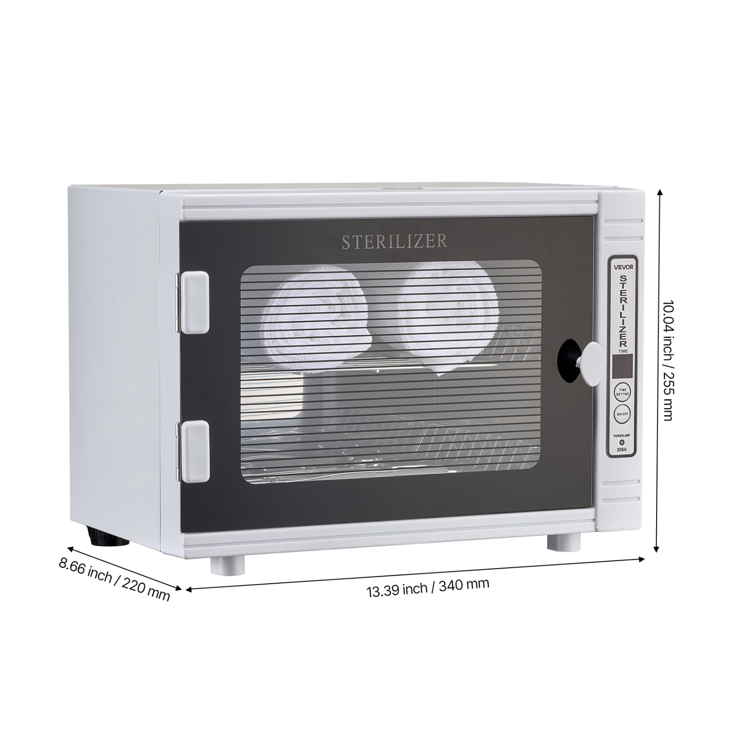 VEVOR 12L Nail Tool Cleaning Machine, Tool Cabinet Cleaner Box with Timer Setting, Tempered Glass Door, 185nm Wavelength, for Labs, Home, Nail