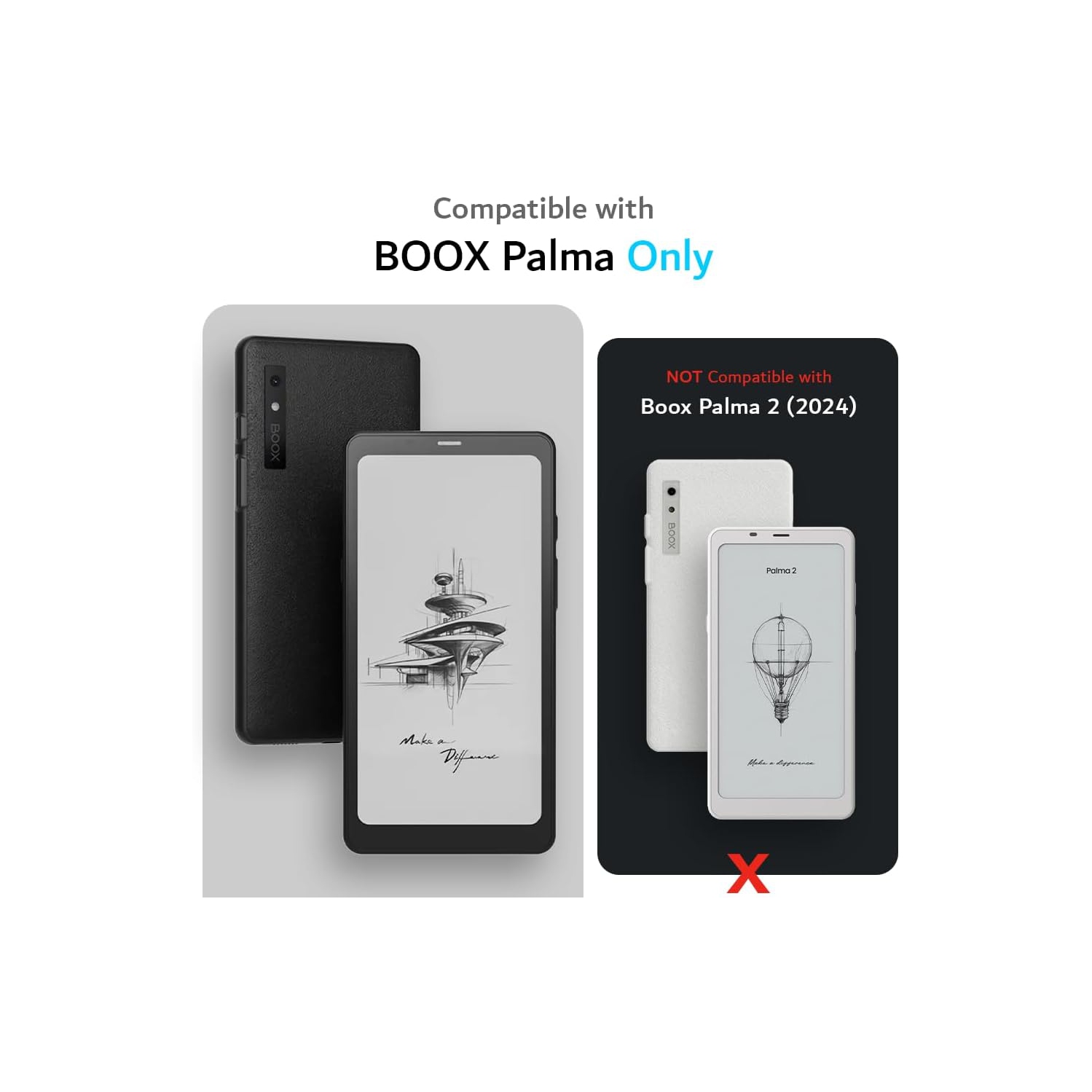TUDIA SKN FLIP for Onyx Boox Palma Case Magnetic Closure - Grey