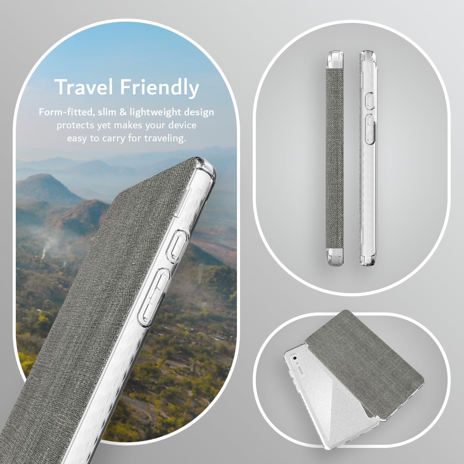 TUDIA SKN FLIP for Onyx Boox Palma Case Magnetic Closure - Grey