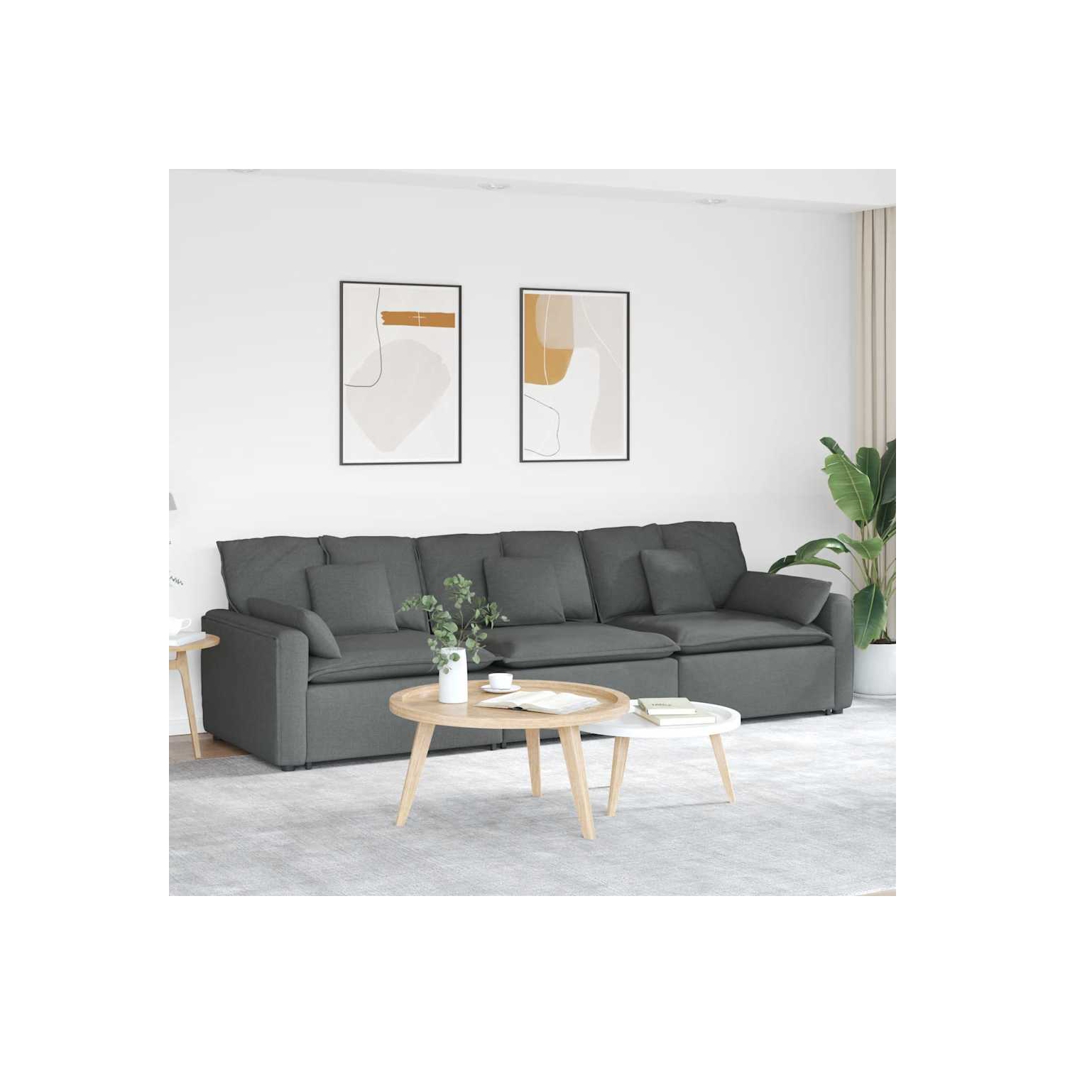 vidaXL Modular Sofa with Cushions Dark Grey
