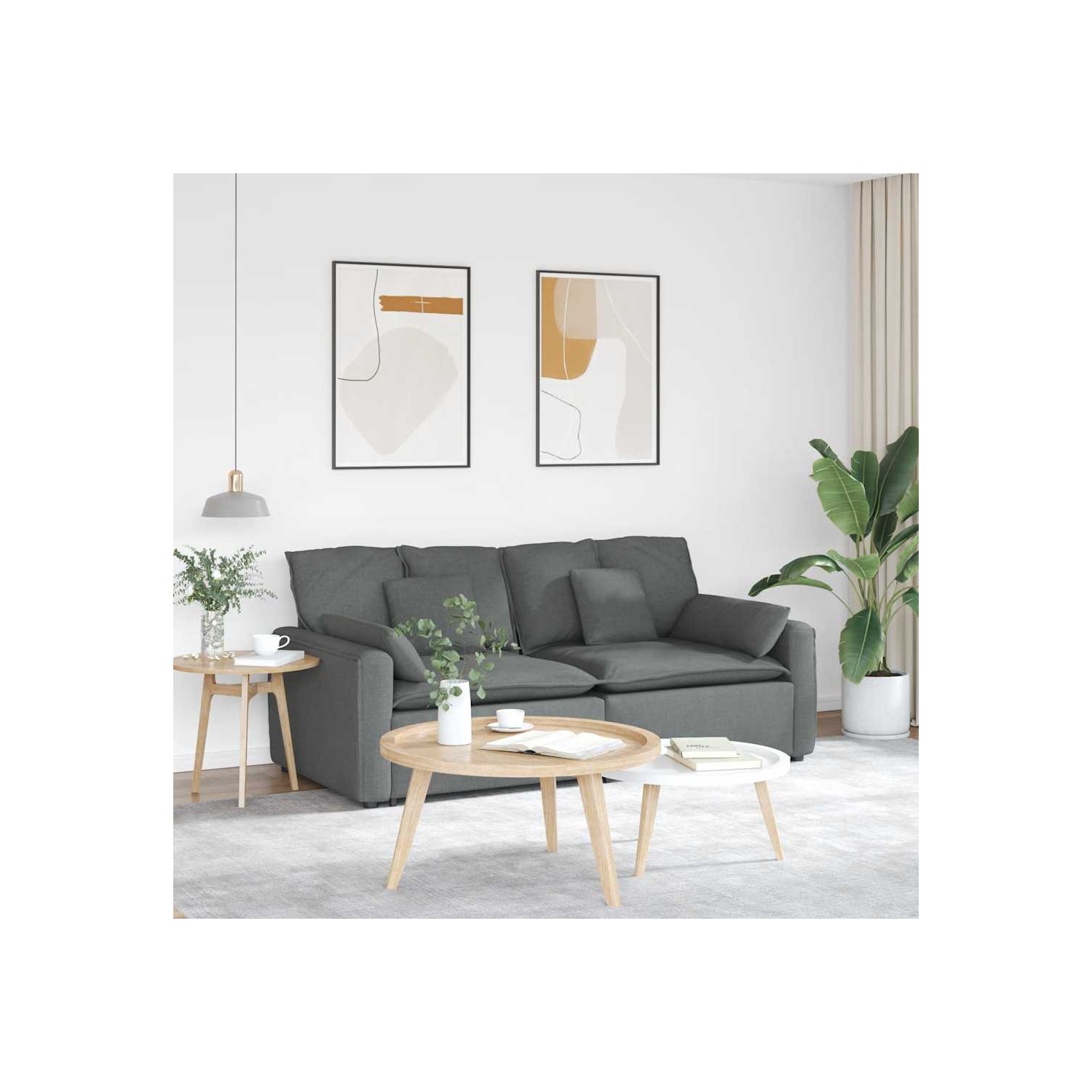 Canapé modulaire vidaXL avec coussins gris foncé